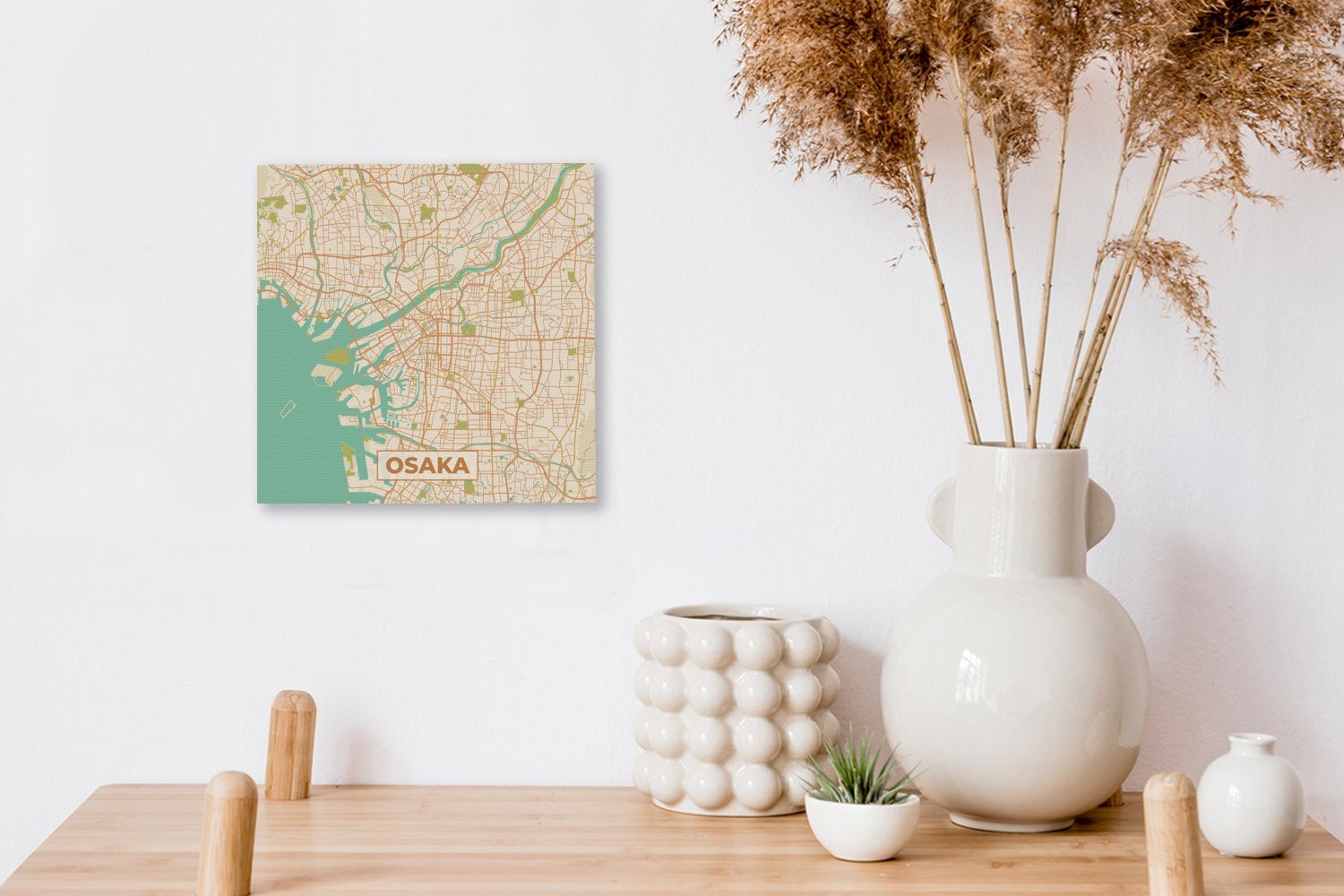 - Karte - Stadtplan - Karte, Leinwandbild - OneMillionCanvasses® für Bilder (1 Wohnzimmer Leinwand Vintage Schlafzimmer Osaka St),