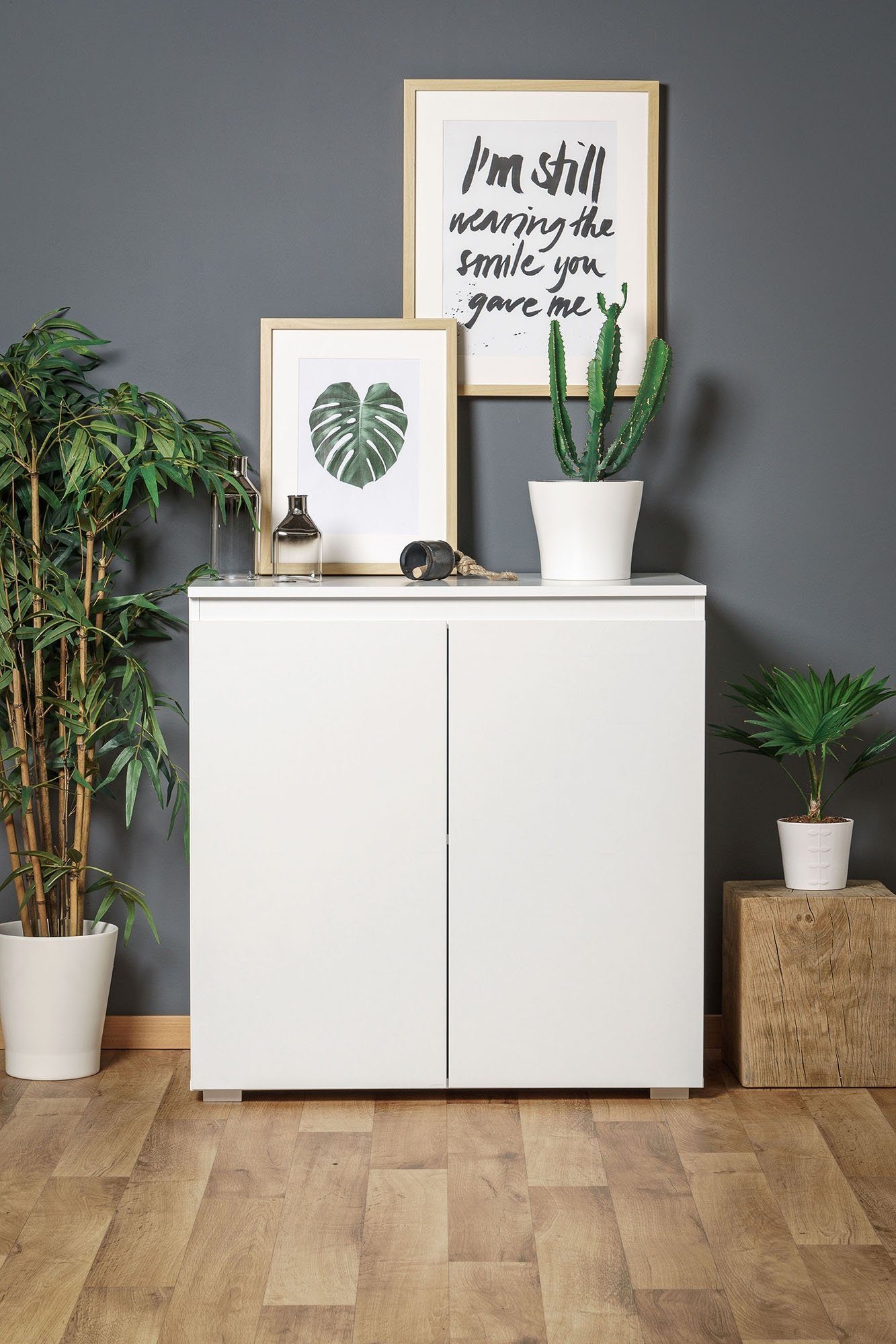 Newroom Kommode weiß 80 cm, Sideboard Weiß Modern Landhaus Skandinavisches Design Wohnzimmer