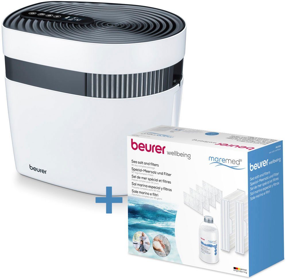 BEURER Kombigerät Luftbefeuchter und -reiniger Maremed MK500 Meeresklimagerät, mit Filter und Salz, für 50 m² Räume, Simuliert Meeresklima für Zuhause, mit ergiebiger Luftbefeuchtung
