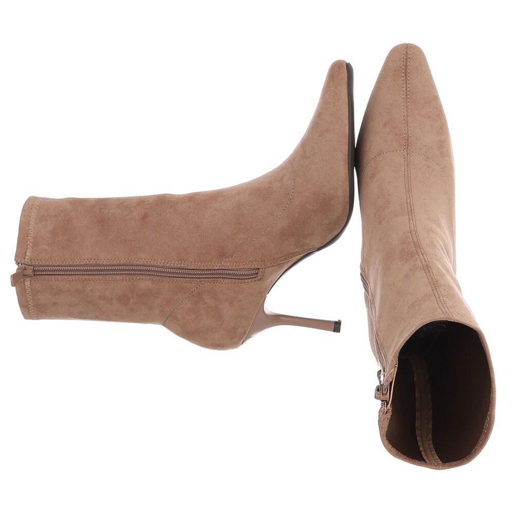 Ital-Design Damen Stiefelette mit High Heel und Sockendesign High-Heel-Stiefelette (92214111) Pfennig-/Stilettoabsatz Stiefeletten in Hellbraun