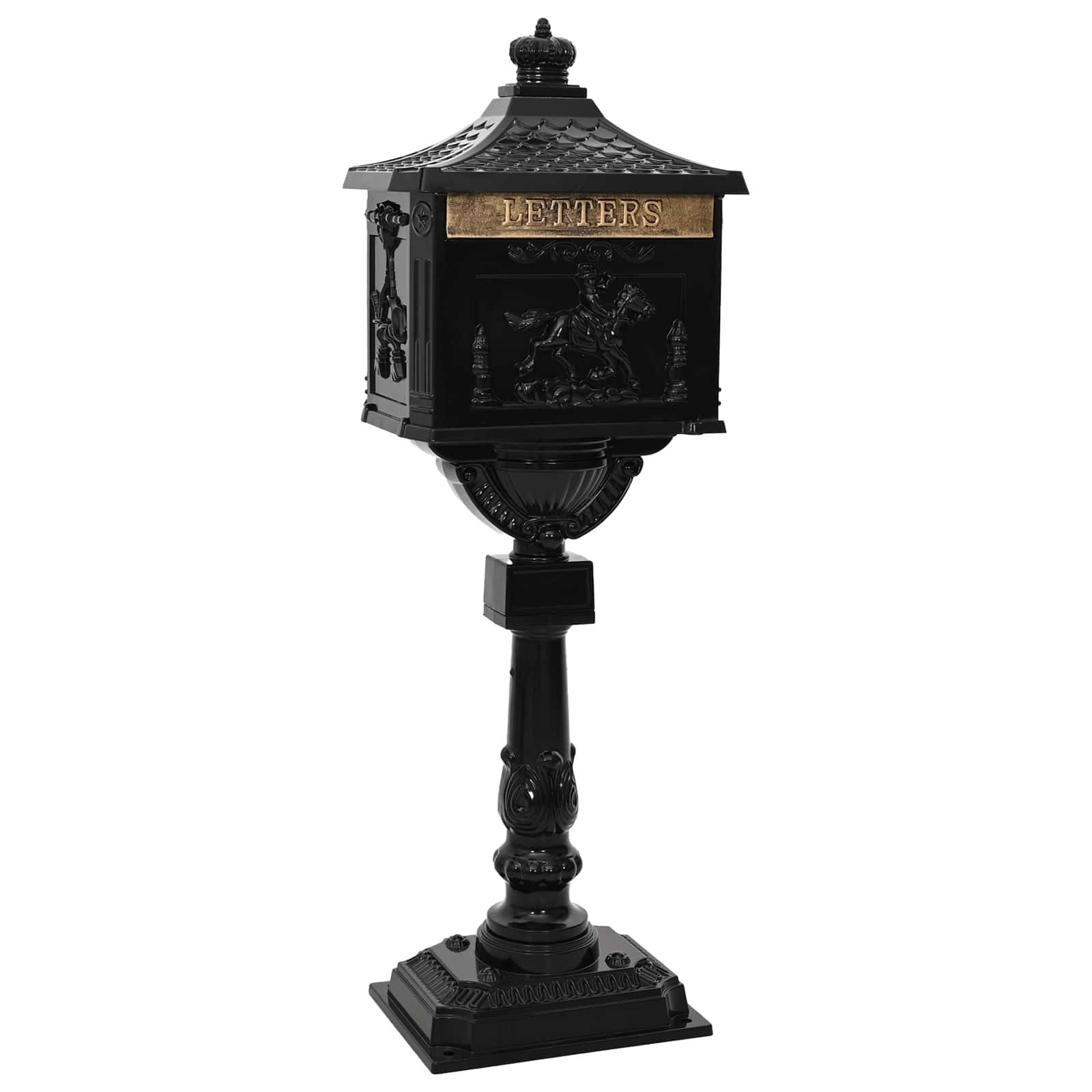 vidaXL Briefkasten Stehender Briefkasten mit Speicher Schwarz 42,5 x 29,5 x 117 cm (1-St)