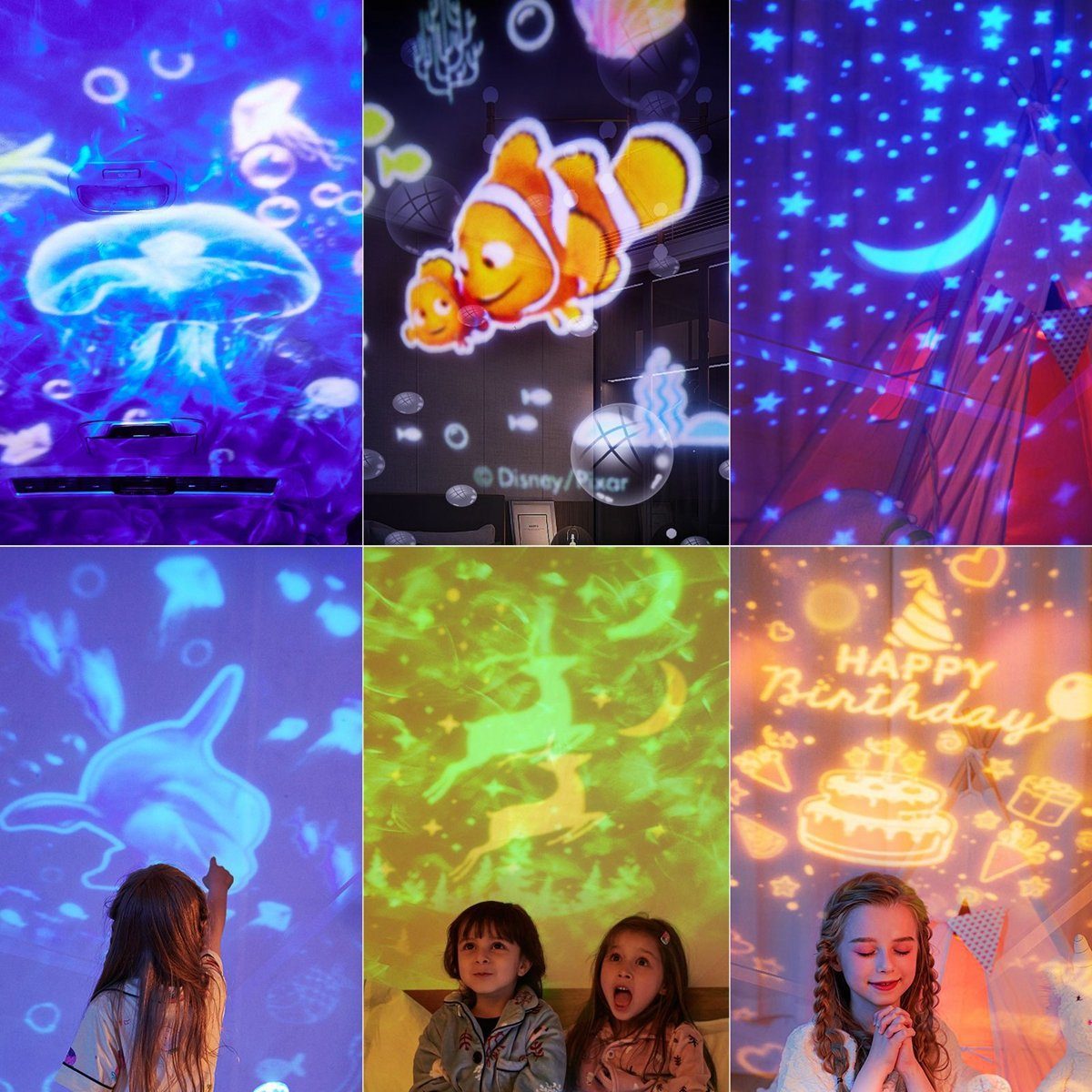 10 Ozeaneffekte Projektionslampe DOPWii Musik Kinder-Nachtlicht Projektionslicht,