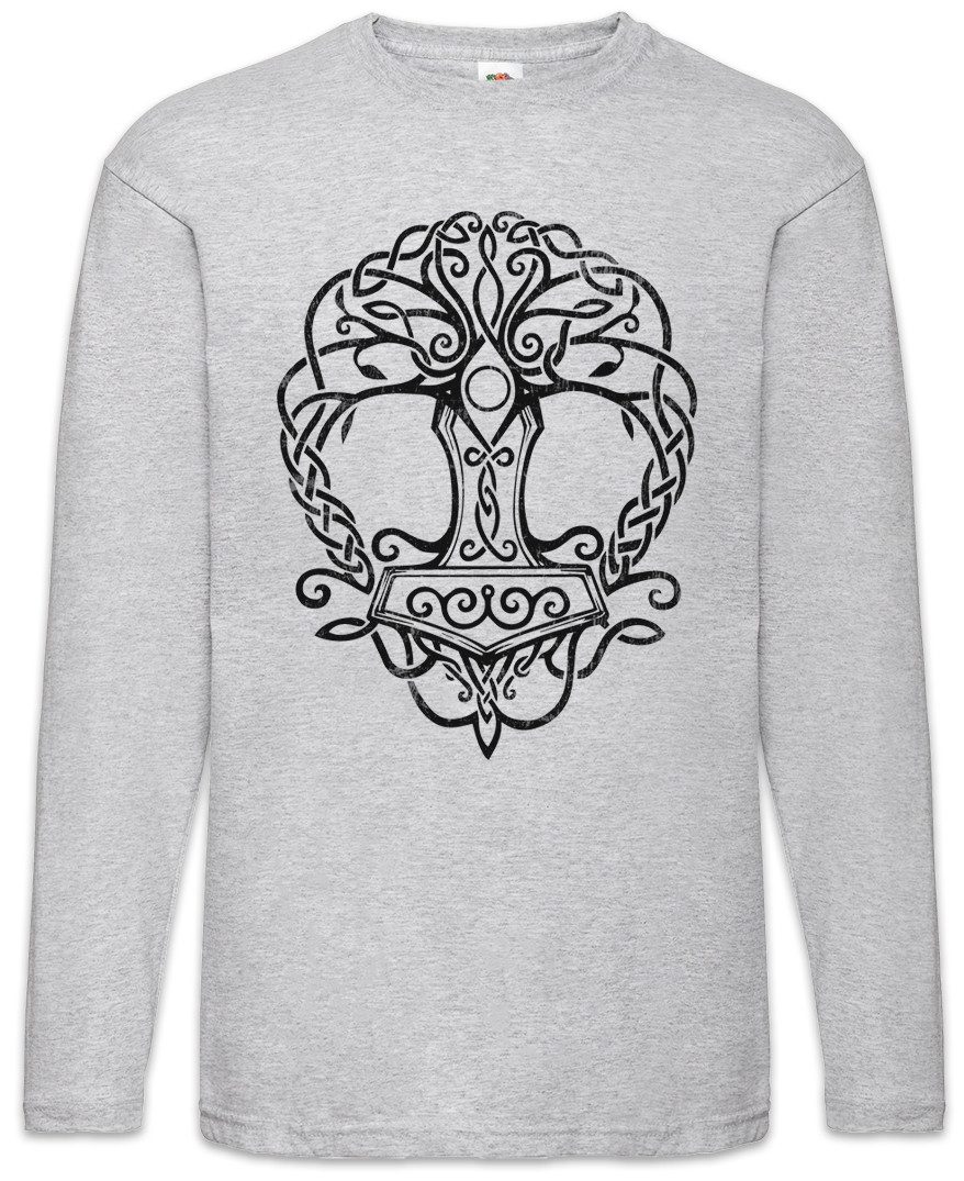Langarmshirt Yggdrasil Mjölnir Langarm T-Shirt Weltenbaum Tree of Life Walhall