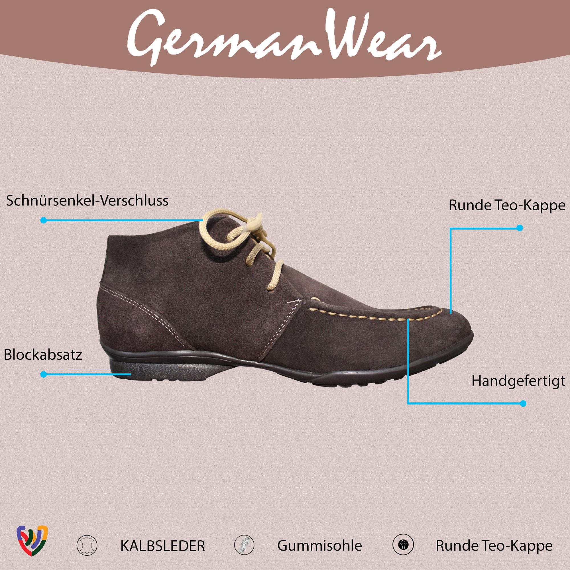 German Wear TREND HSH043 Schnürboots Desert Boots Lederschuhe Stiefeletten günstig online kaufen