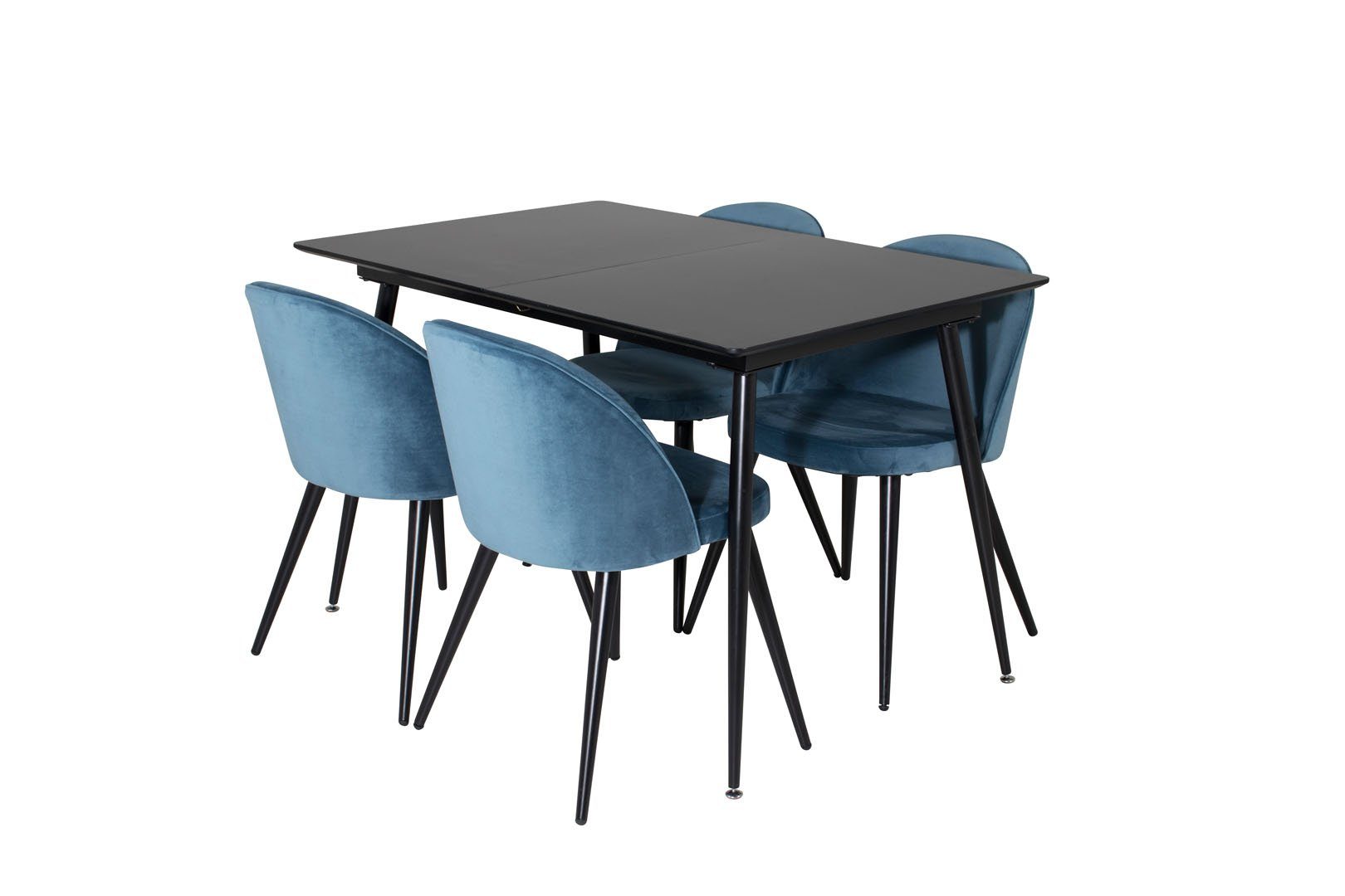 Essgruppe L, Esstisch ebuy24 Tisch Essgruppe ausziehbarer SilarBLExt schwarz;blau;schwarz (5-tlg)