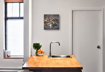 Levandeo® Glasbild, levandeo Glasbild 30x30cm Gewürze Kräuter Küche Küchenbild