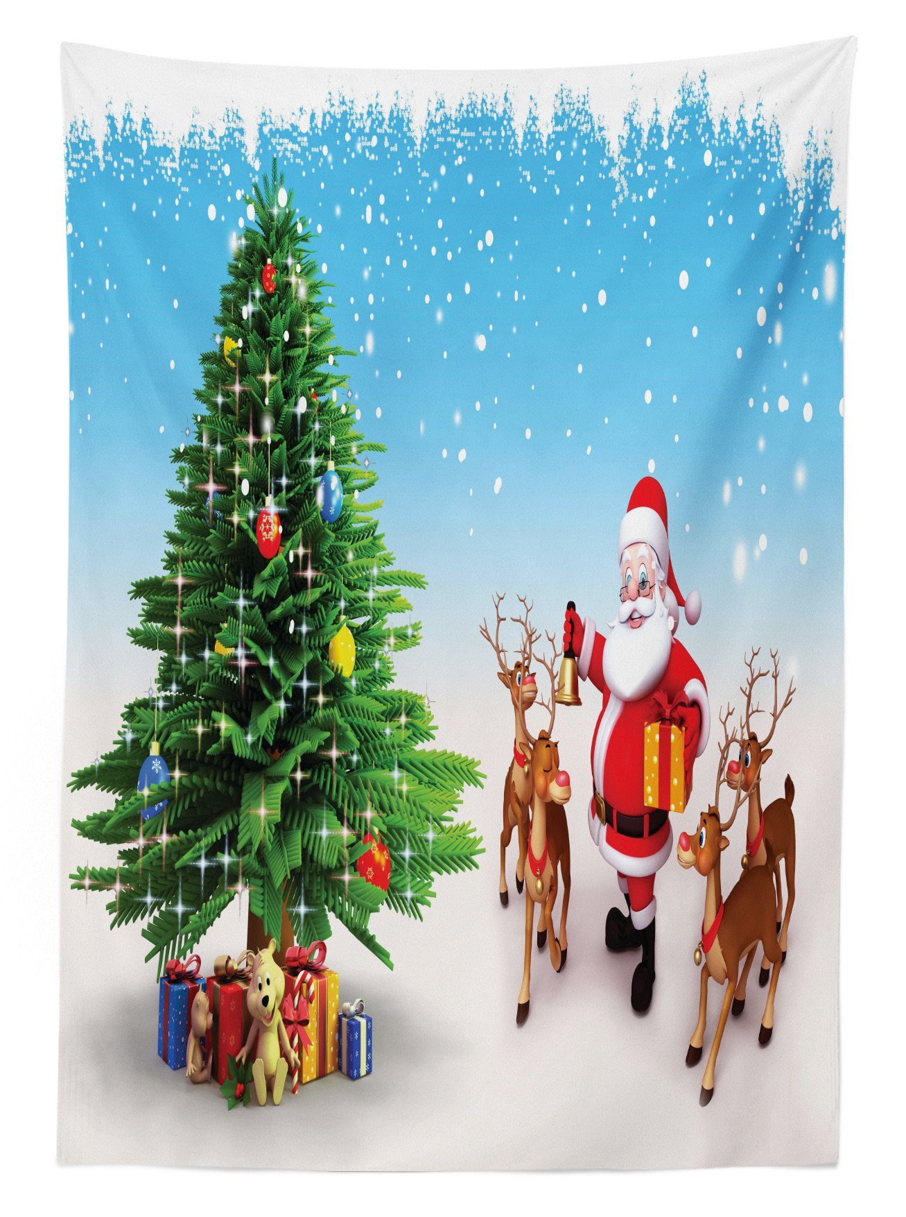 Farben, Farbfest Baum Für geeignet Abakuhaus Bells Außen Bereich Tischdecke Klare Weihnachtsmann den Jingle Waschbar