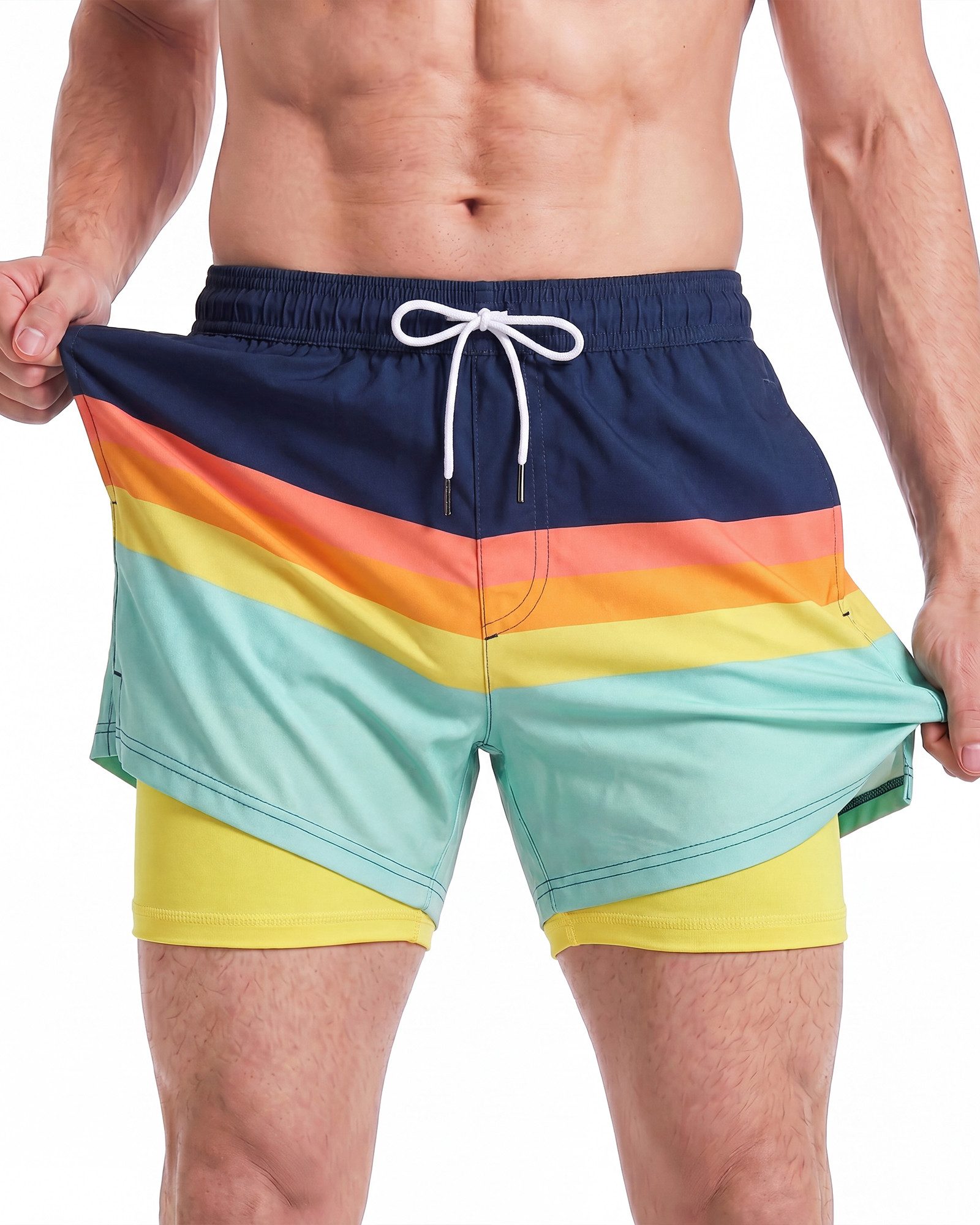 MaaMgic Shorts Herren Stretch kurze Hose Männer Badehose mit Reißverschlusstaschen (1-tlg)
