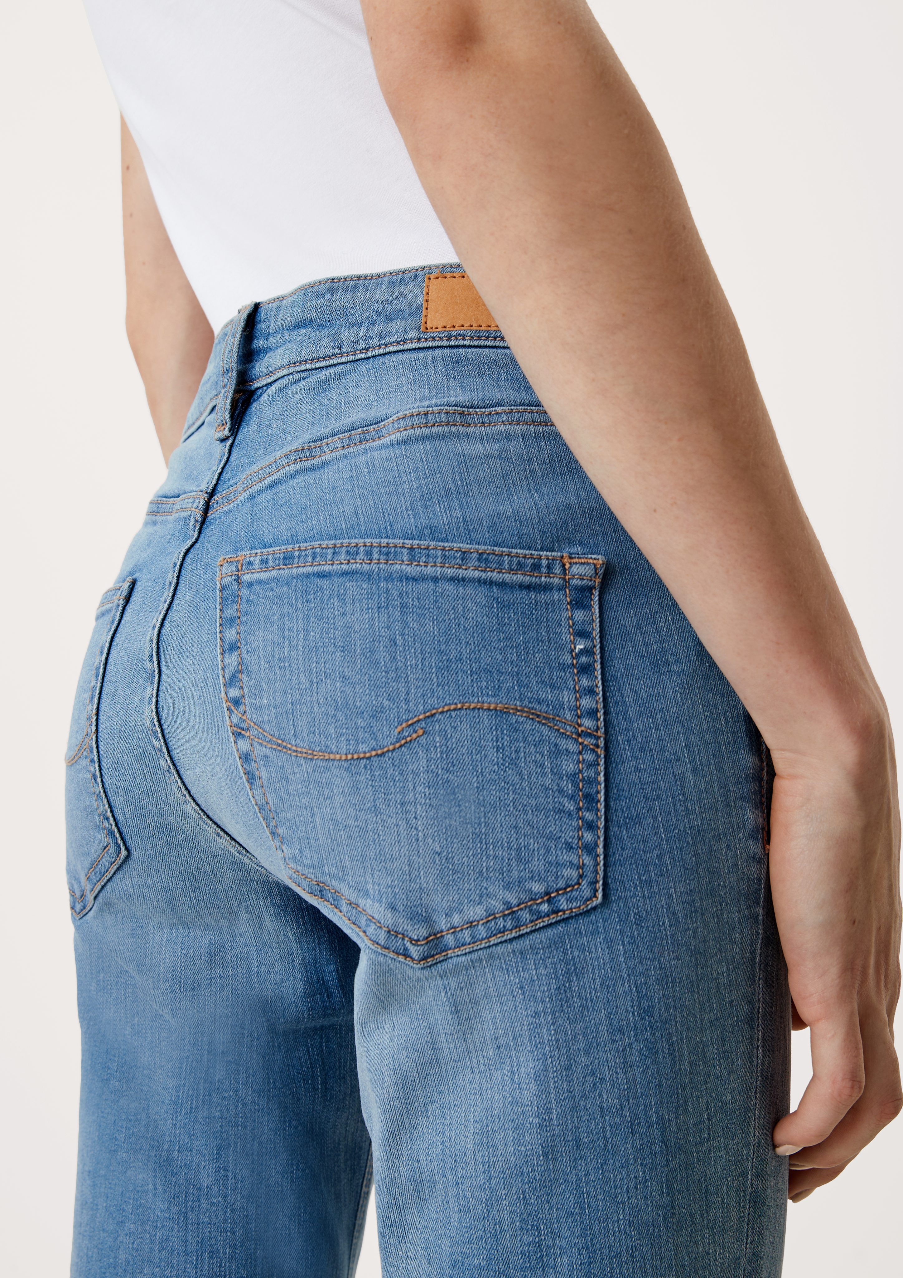 Jeans / Rise Stoffhose Waschung QS Skinny Sadie / / Mid Fit Leg Skinny himmelblau