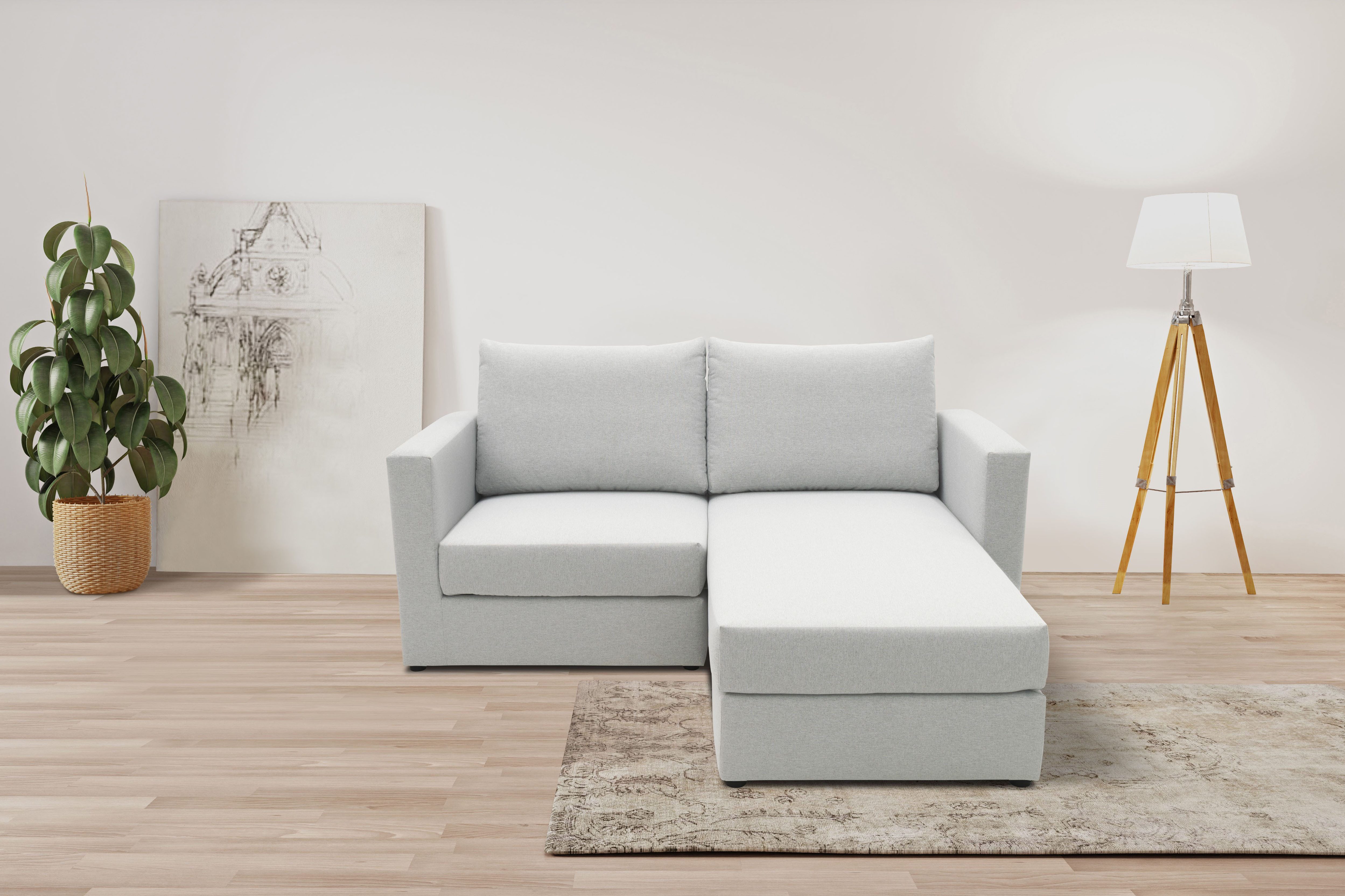 DOMO collection 2-Sitzer Bibury smartes, modulares Ecksofa aus Sofa & Hocker mit Schlaffunktion, Set, Sitzfläche mit Federkern, inkl. 2 Rückenkissen