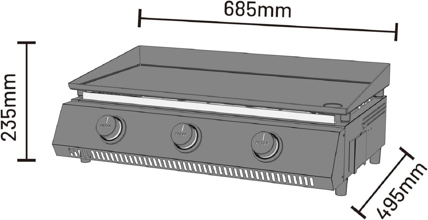 COZZE Elektrogrill COZZE Plancha Grill Tragbar G-700 mit 3 Brennern 50 mbar