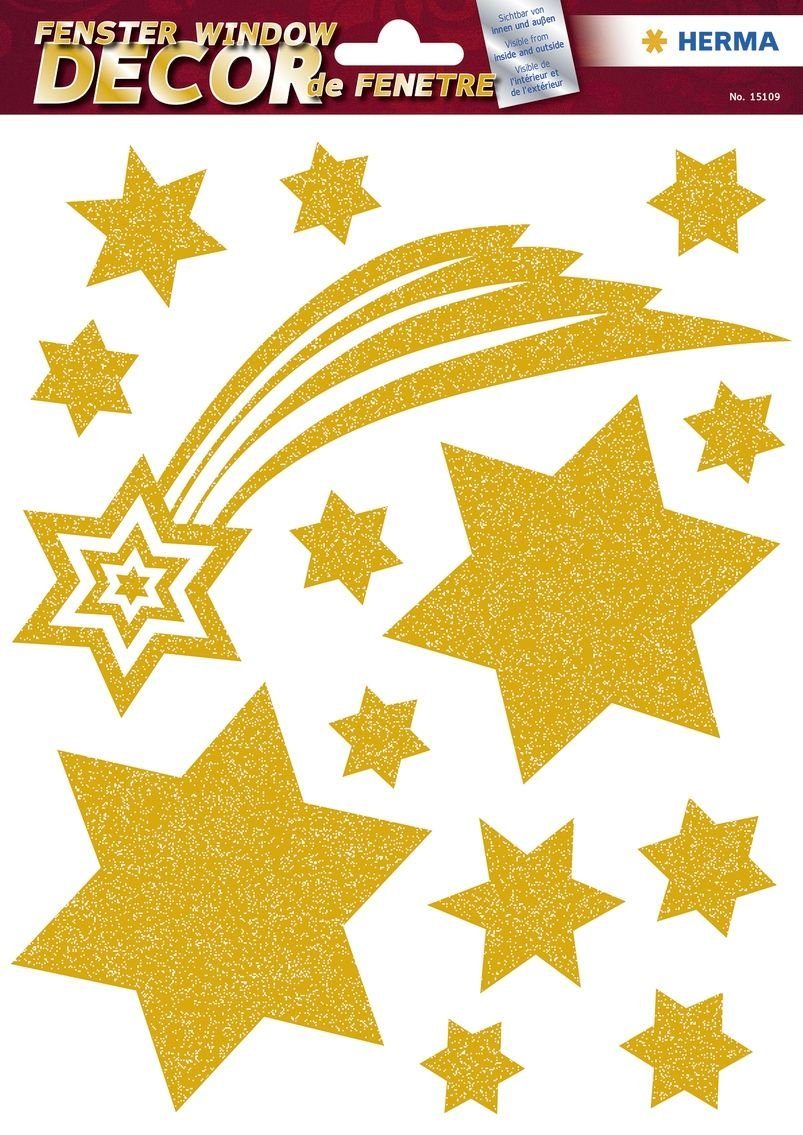 HERMA Handgelenkstütze HERMA Weihnachts-Fensterbild "Sterne", gold