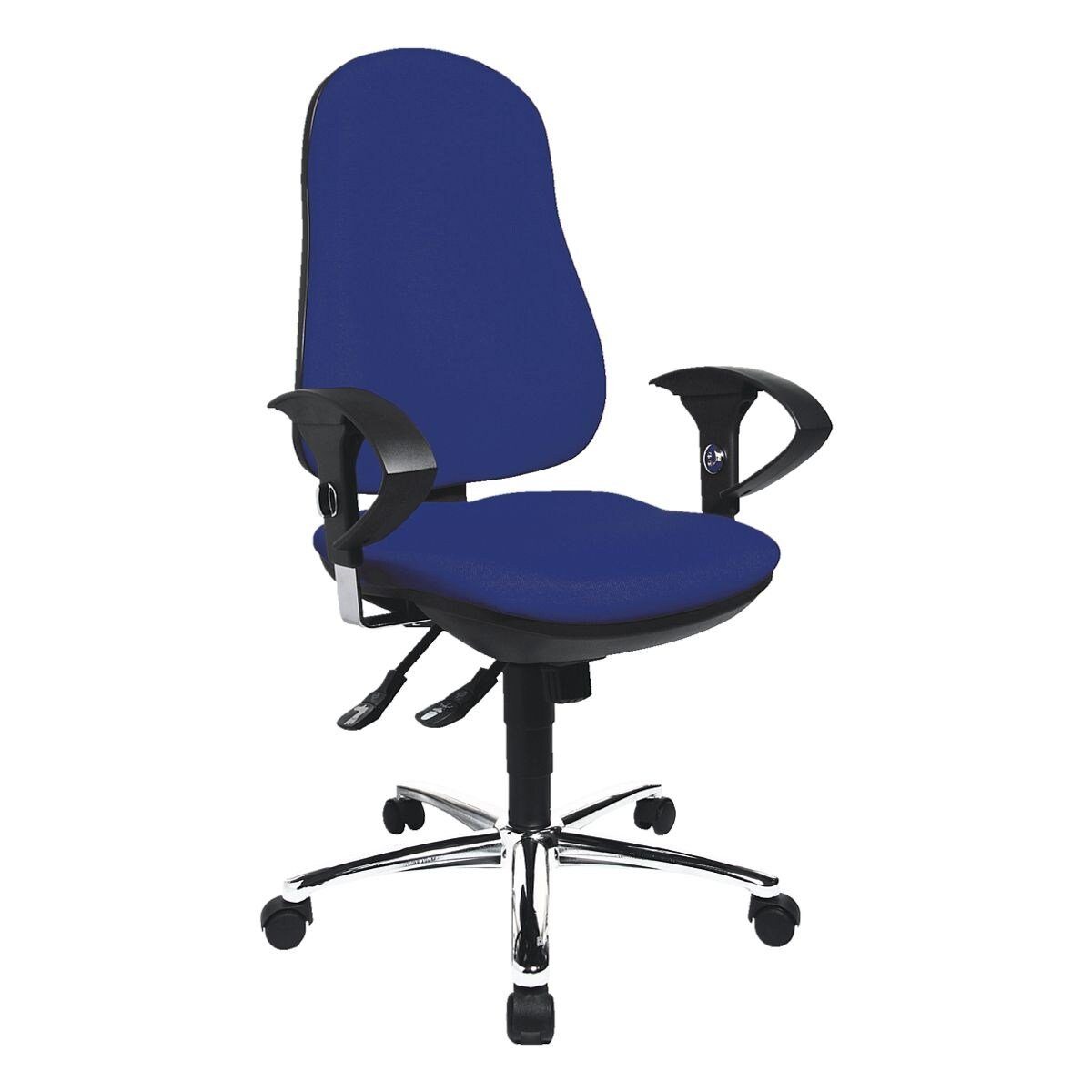 Deluxe, und Schreibtischstuhl TOPSTAR Support Armlehnen mit Bandscheibensitz blau