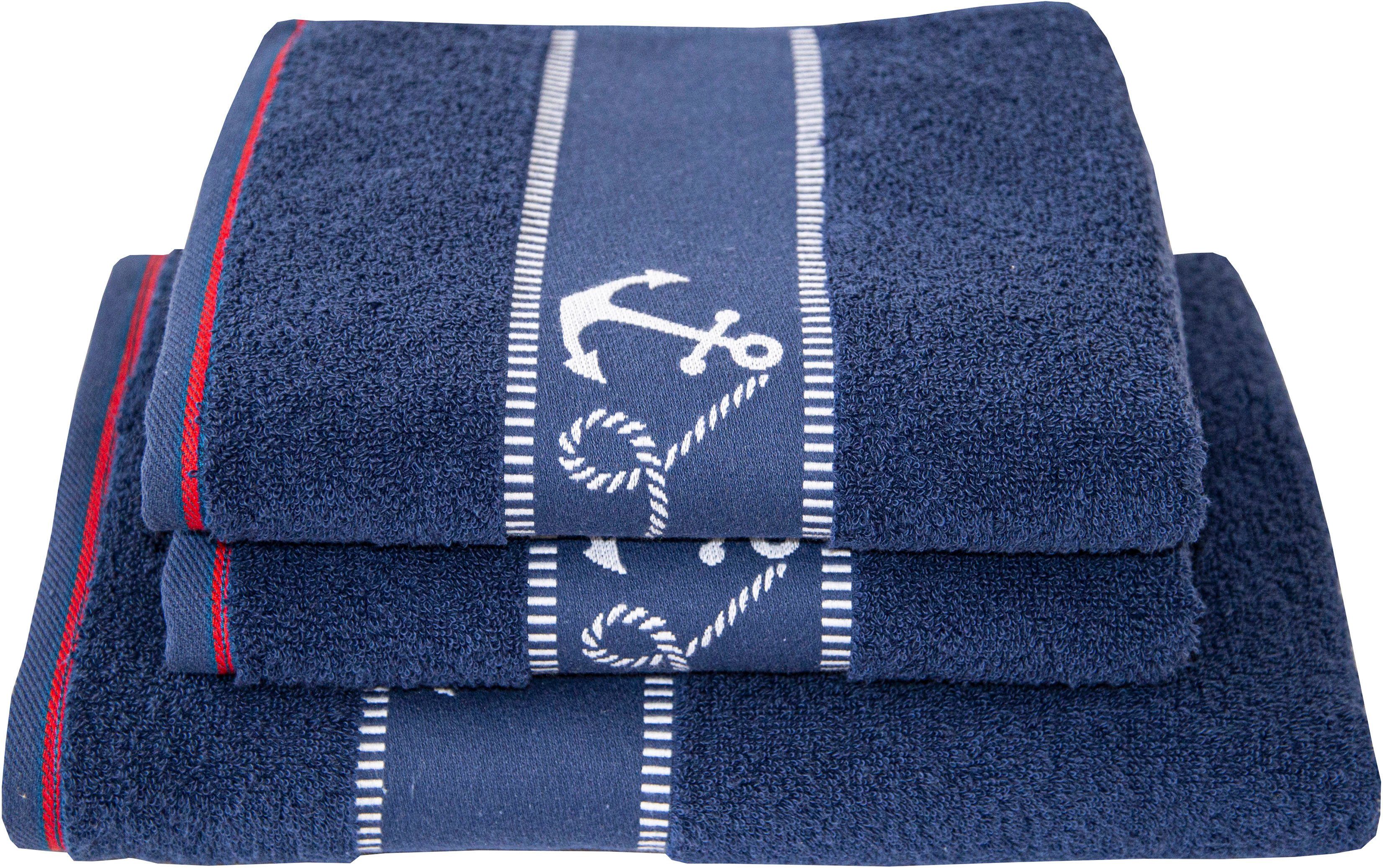 Dyckhoff Handtuch (Set, Frottier, Voyage, 3-tlg) navy Set Maritim