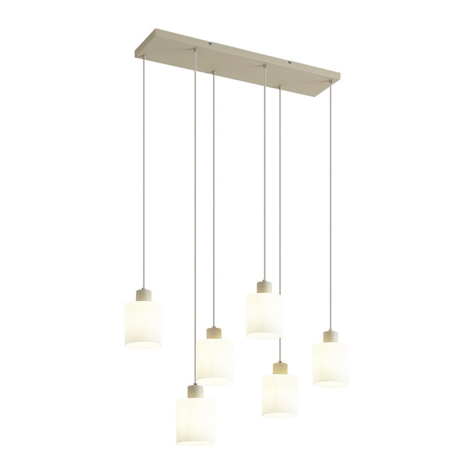 Qazqa Pendelleuchte Wisp, ohne Leuchtmittel, E27, Beige, Skandinavisch, Stahl, 6-flammig