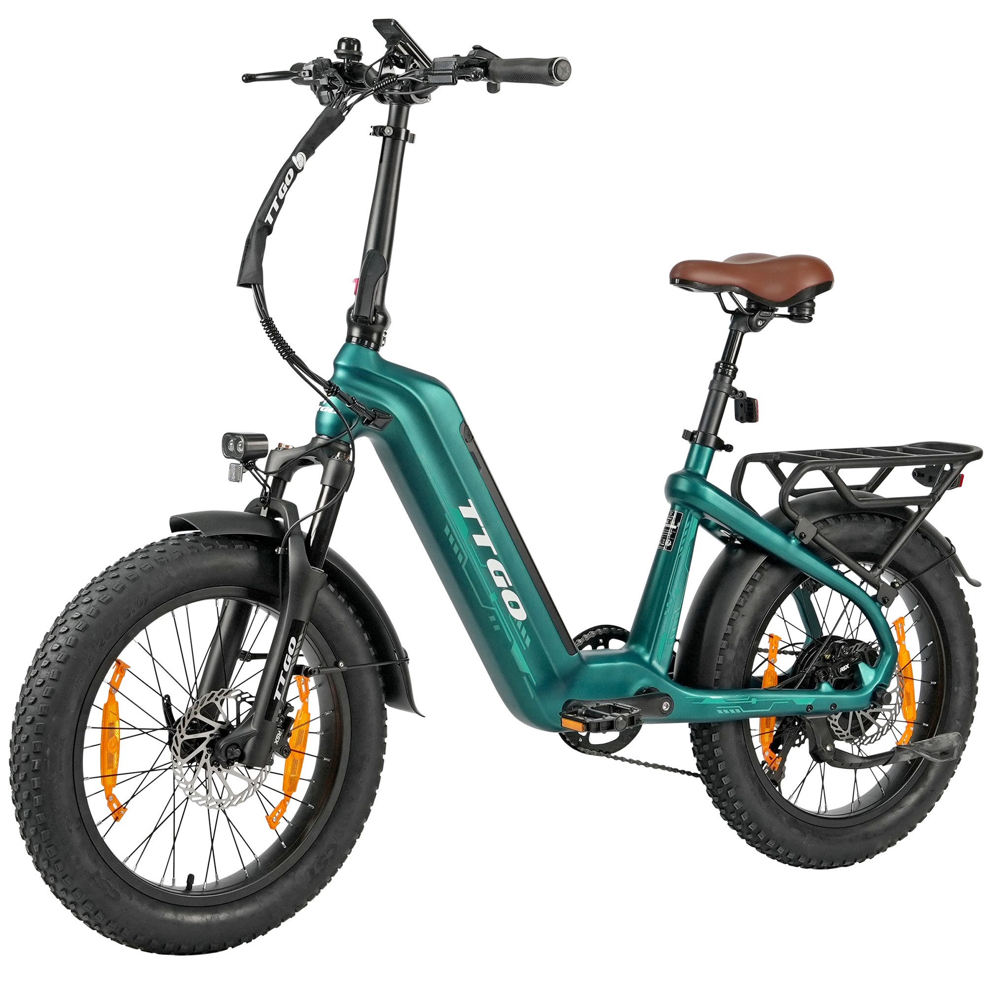 TTGO E-Bike Cityrad E-Fahrrad 20"3" Zoll Damen u. Herren 864WH Pedelec, 48V 18AH 150 km, Kettenschaltung, Heckmotor, 864 Wh, (Beleuchtungsset mit Batterieladegerät, Batterieschlüssel, Werkzeug), Carbon-E-Bike mit Federgabel, hydraulischen Bremsen & 20" Fat-Reifen