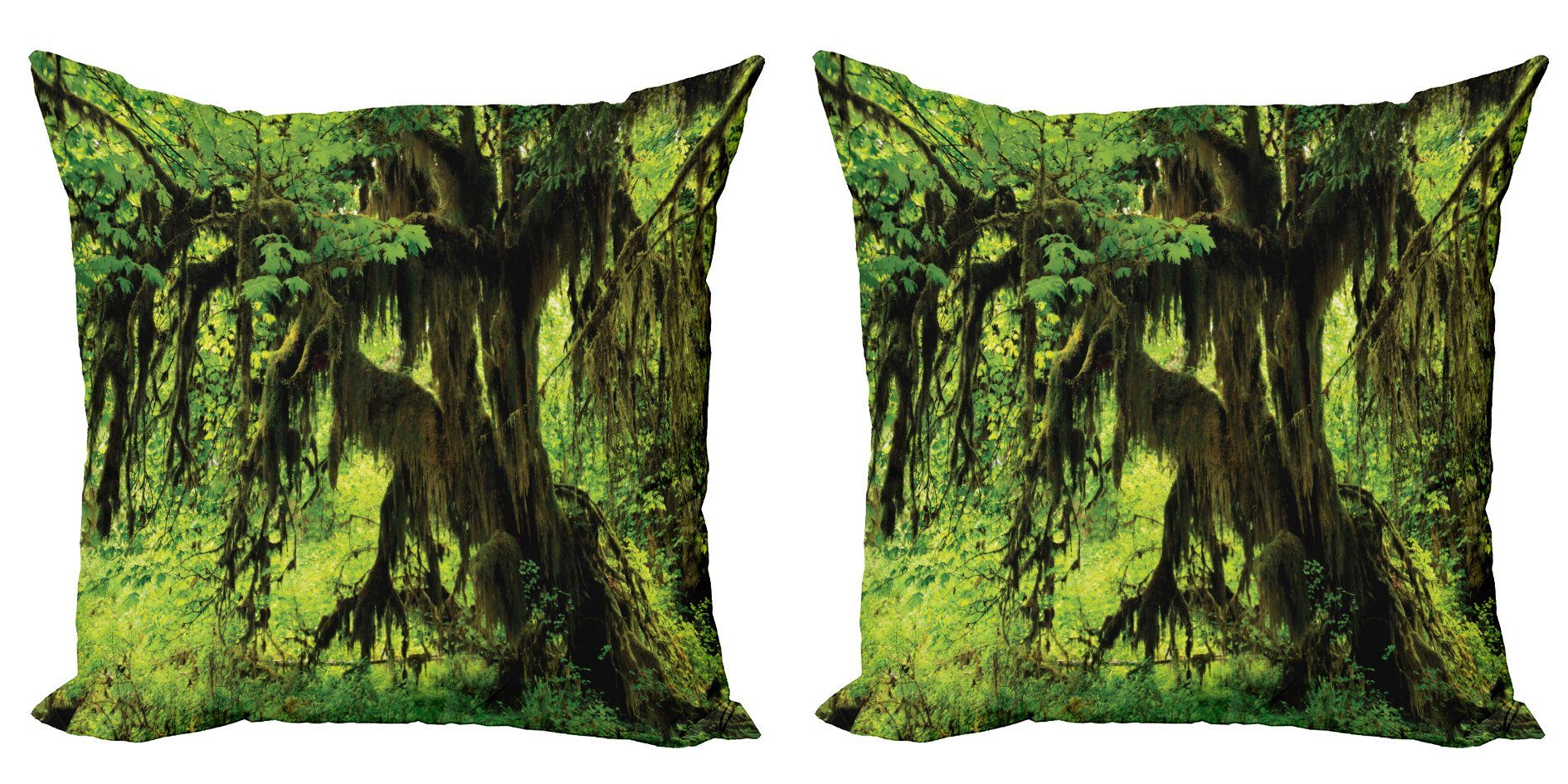 Kissenbezüge Modern Accent Doppelseitiger Digitaldruck, Abakuhaus (2 Stück), Baum Moss Jungle Wildlife | Kissenbezüge