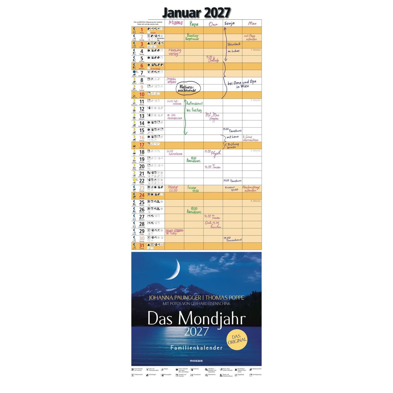 Mosaik-Meister Wandkalender Das Mondjahr 2027 - Familienkalender