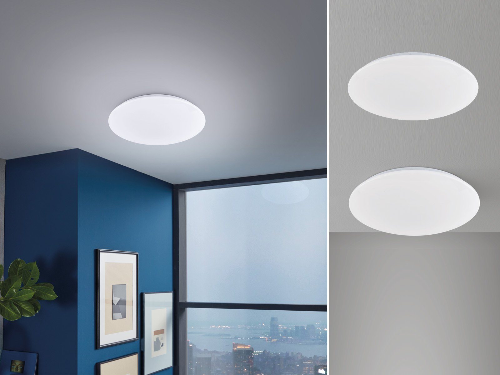 FISCHER & HONSEL LED Deckenleuchte, Dimmfunktion, LED fest integriert, Warmweiß, 2Stk Designklassiker Deckenschalen flach Ø40cm Treppenhaus Beleuchtung