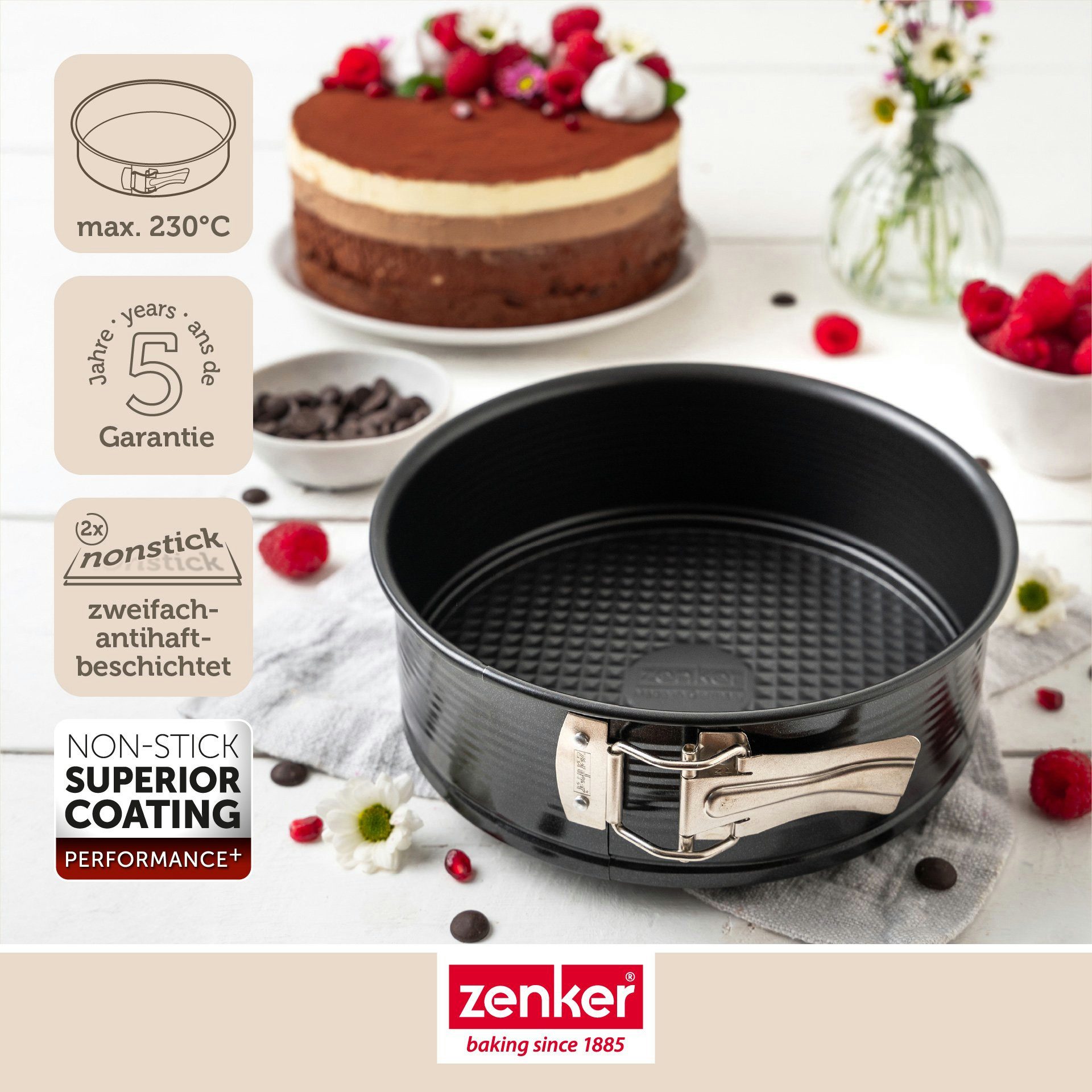Zenker Springform Backform mit Flachboden, Kuchenform, Rundform