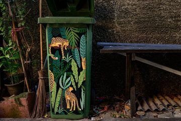 MuchoWow Wandsticker Dschungel - Panther - Muster - Jungen - Mädchen - Pflanzen (1 St), Mülleimer-aufkleber, Mülltonne, Sticker, Container, Abfalbehälter