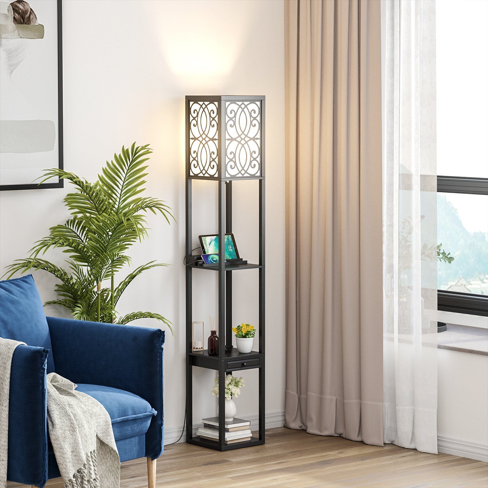 COSTWAY Stehlampe, ohne Leuchtmittel, Warmweiß, ohne Leuchtmittel, Warmweiß günstig online kaufen