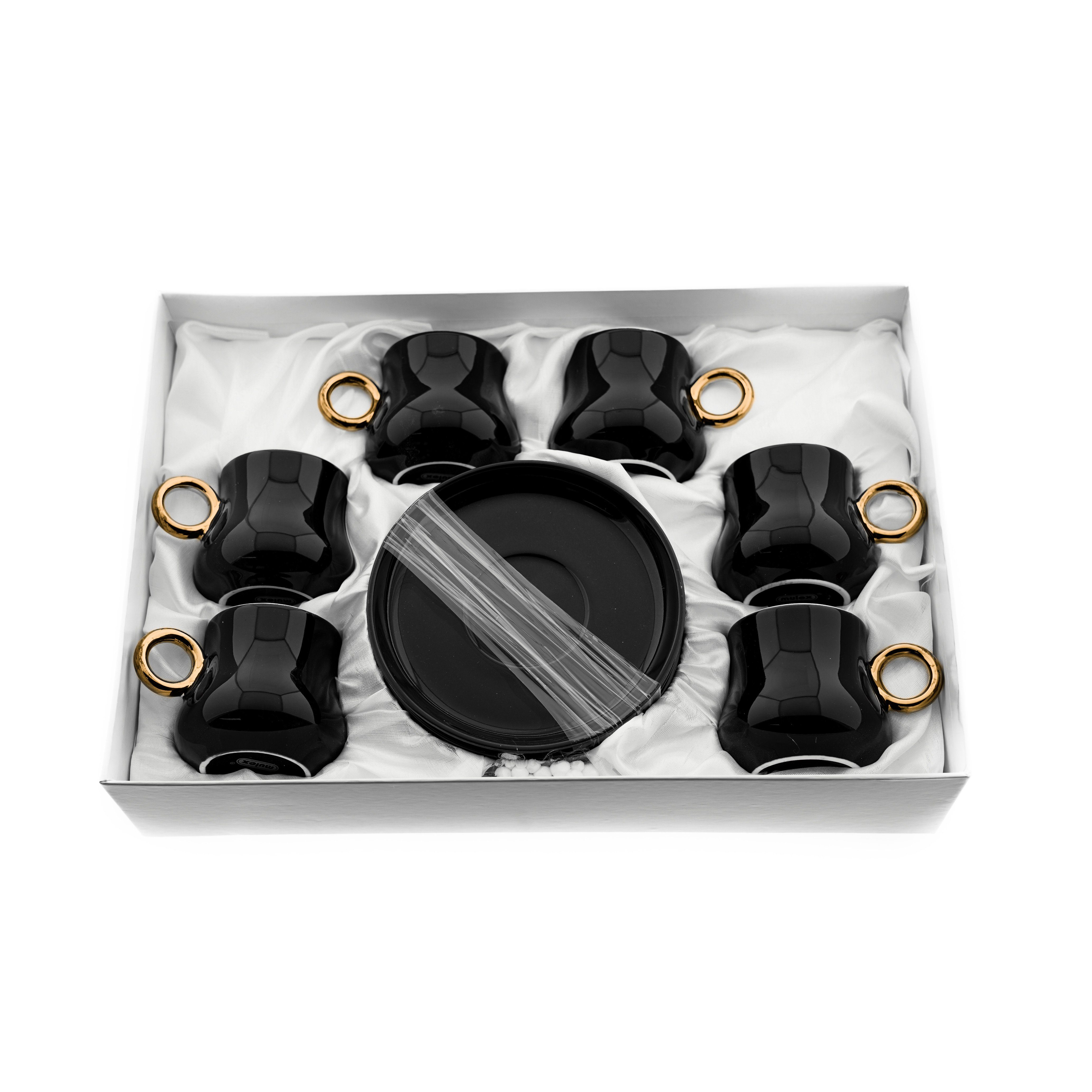 Mulex Espressotasse 12 Tlg Set Mokkatassen mit Untertasse aus Porzellan 80 ml