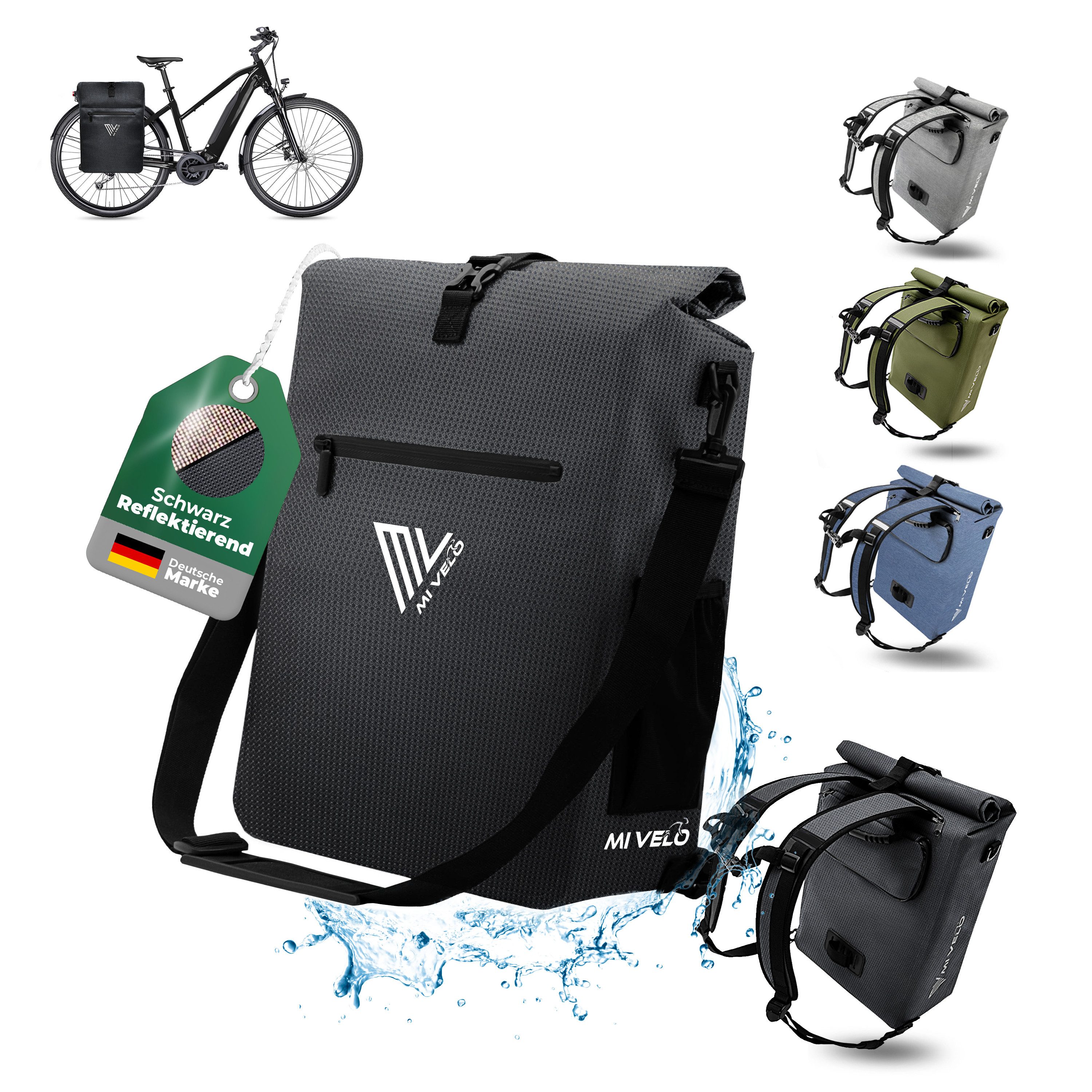 MIVELO Fahrradtasche 3in1 Gepäckträgertasche, Rucksack für Fahrrad Gepäckträger wasserdicht