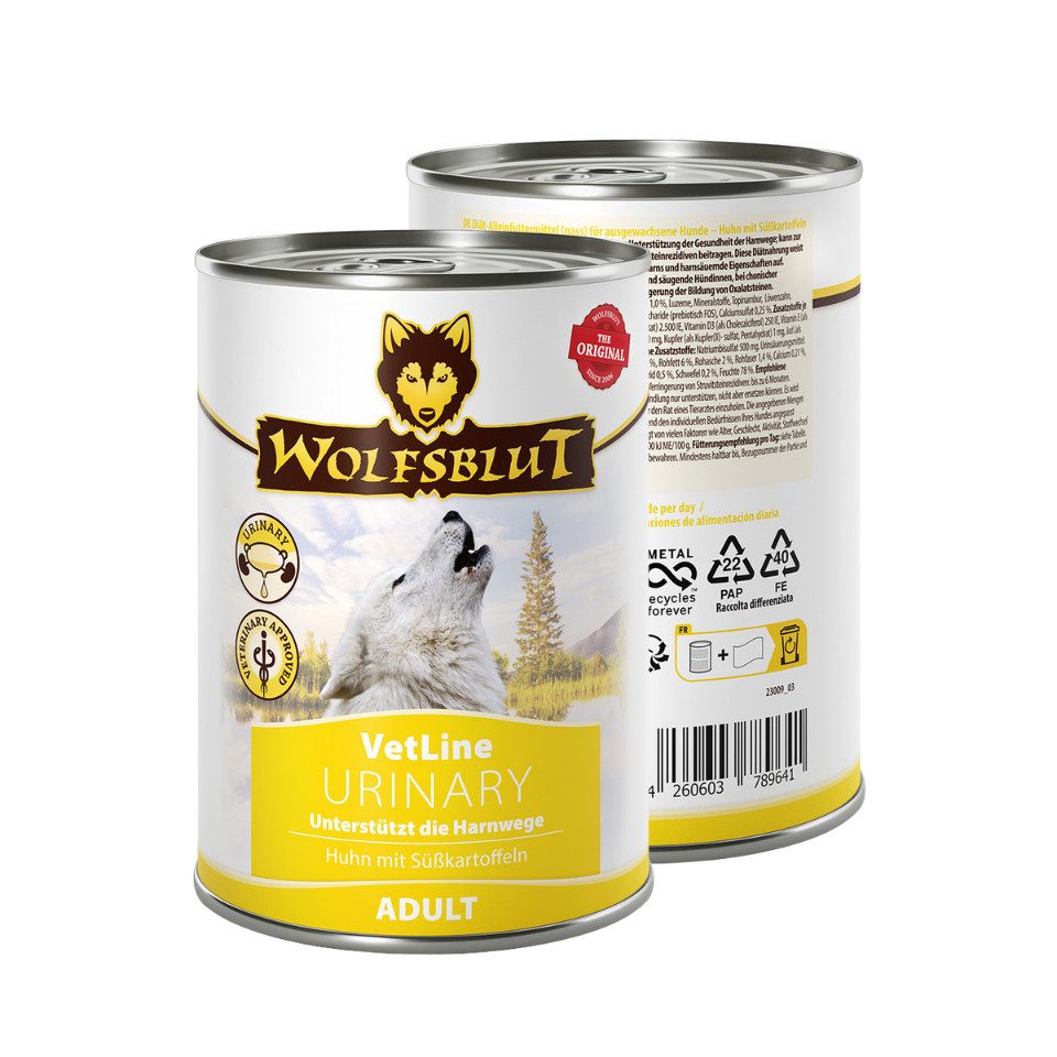 Wolfsblut Vetline Urinary - Unterstützt bei Problemen mit den Harnwegen 6x395g, Nassfutter für: Hunde