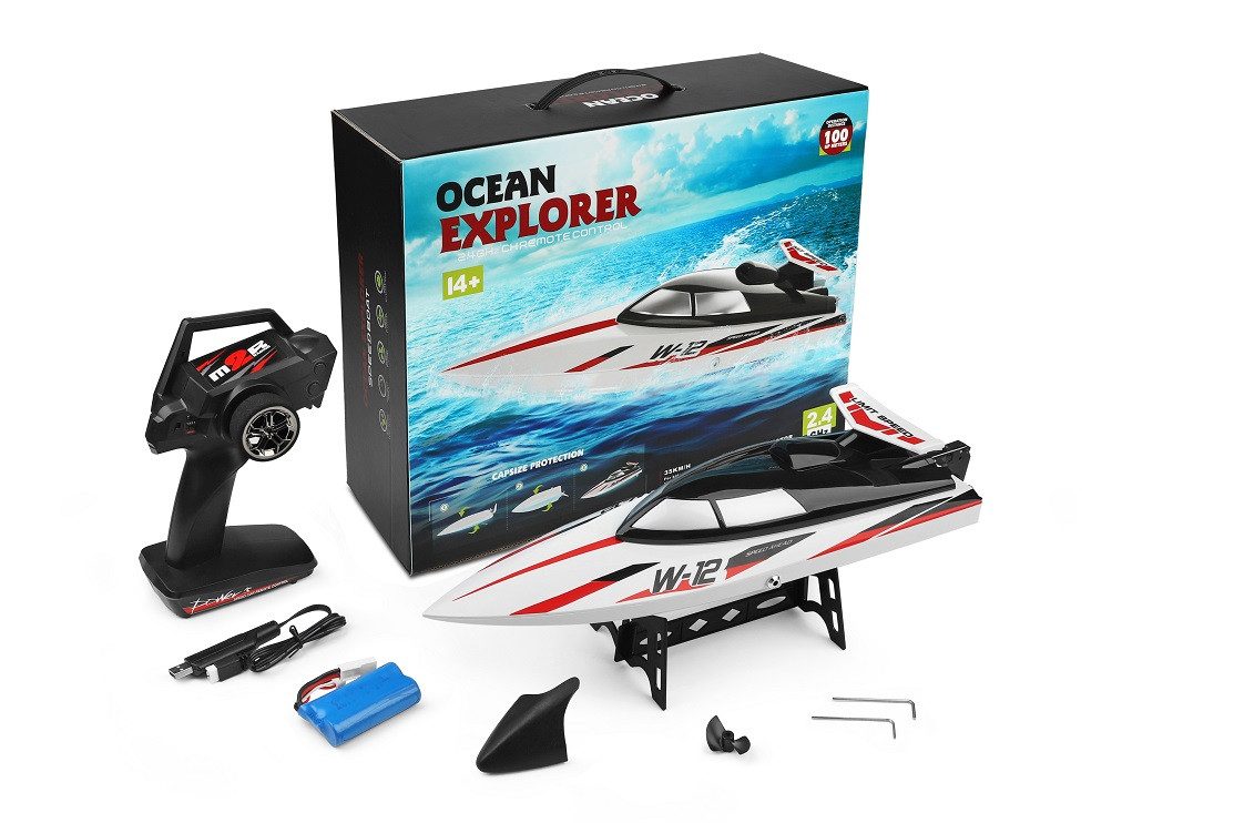 BruKa RC-Boot RC 2,4 Ghz. Speedboot TIGER SHARK W-12 ferngesteuertes Schiff Boot
