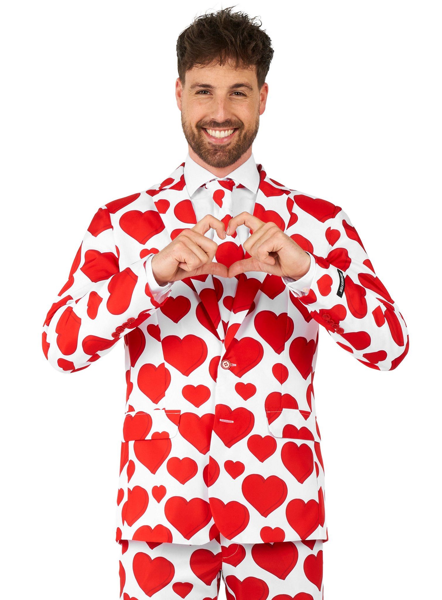 SuitMeister Partyanzug Valentinstags Herz Kostüm Anzug - für Karneval, Ein Anzug mit ganz viel Herz!