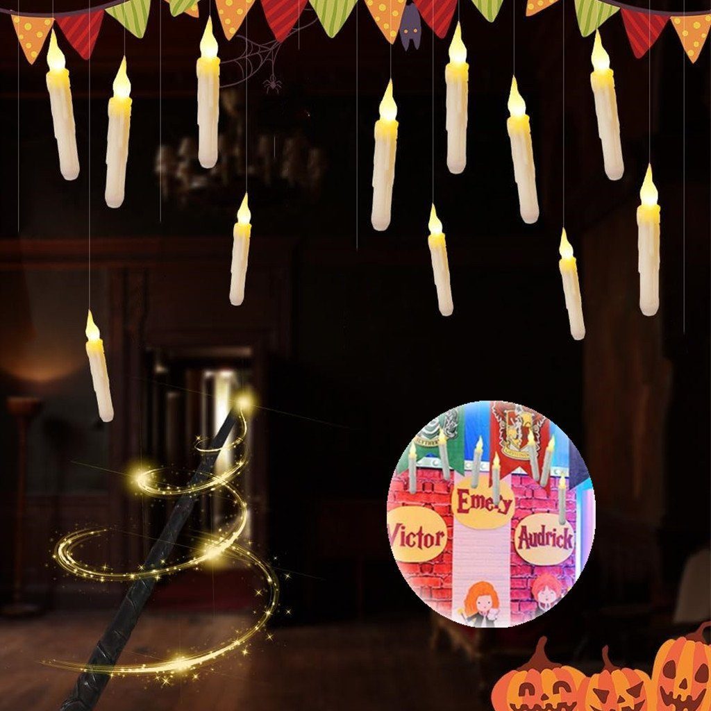 autolock LED-Kerze 12 Stück Fantasy-Schwimmkerzen mit Zauberstab-Fernbedienung, Halloween Weihnachten Dekoration Schwimmende Свечи,Warmes Licht