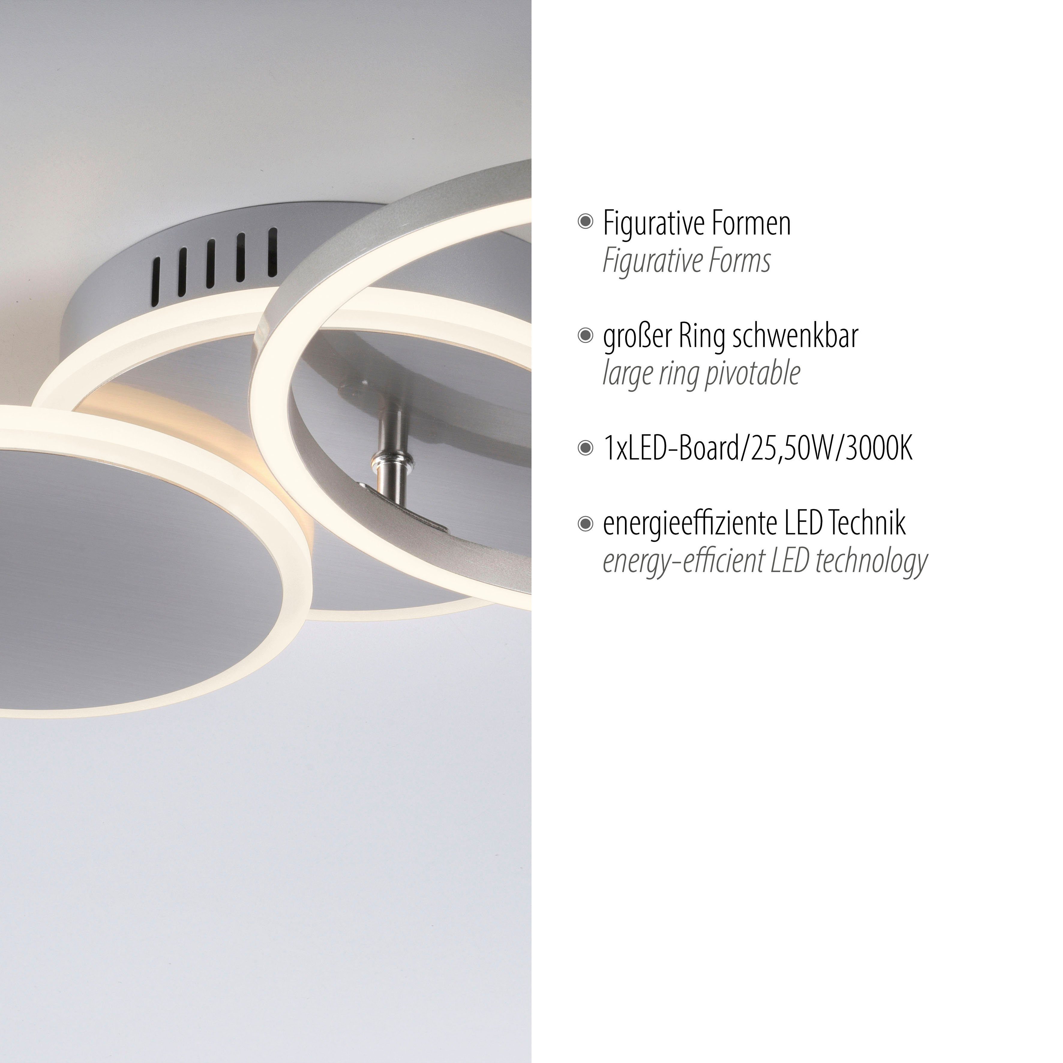 Leuchten Direkt Deckenleuchte integriert, SEVENT, LED fest Warmweiß, LED