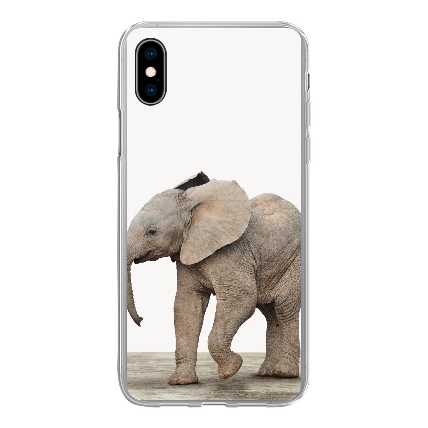 MuchoWow Handyhülle Baby-Elefant - Tiere - Kinder - Mädchen - Jungen,  Handyhülle Apple iPhone Xs, Smartphone-Bumper, Print, Handy