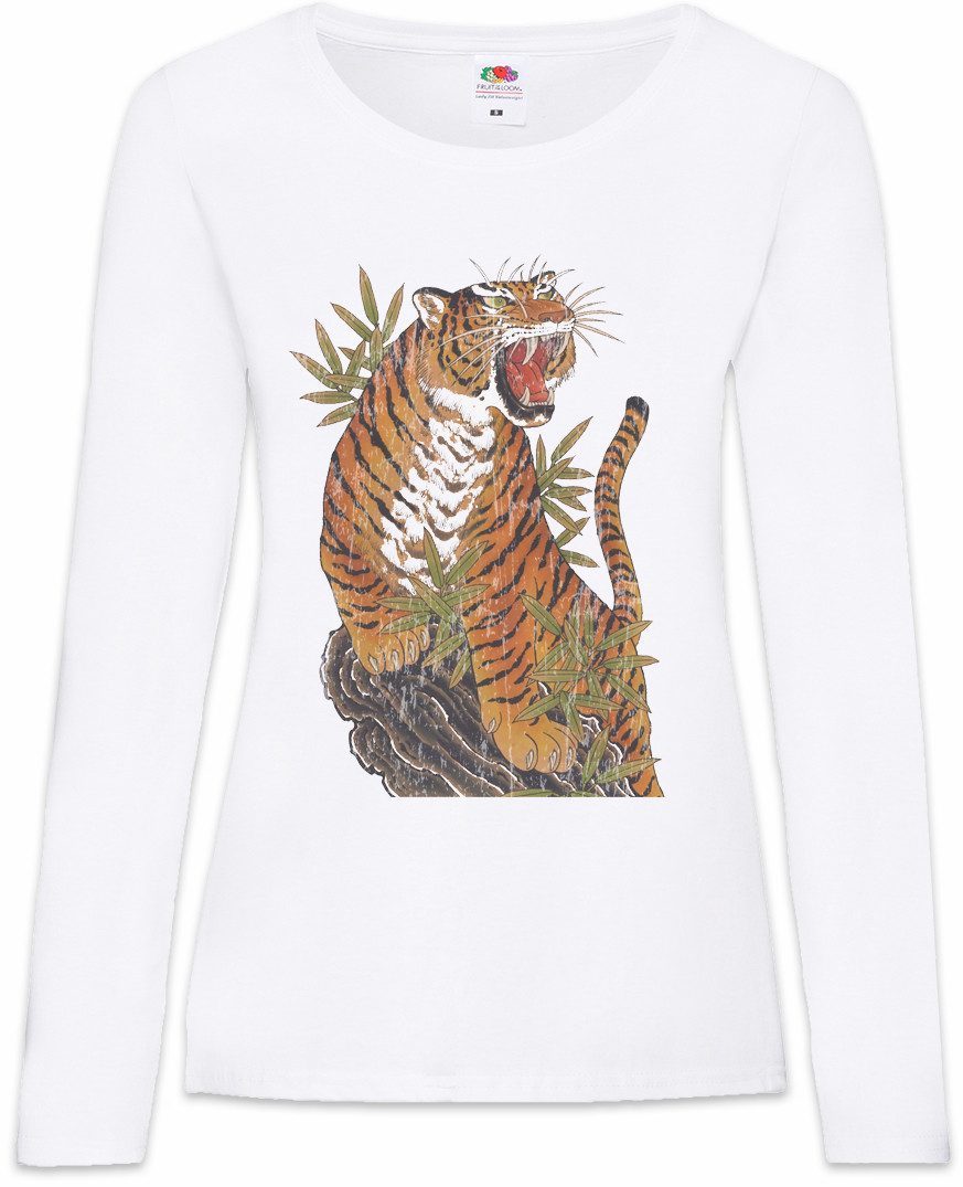 Urban Backwoods Langarmshirt Yak Tiger Damen Langarmshirturai Warrior Way Banzai Japan Japanese (1-tlg) Japanisch Tattoo Art Artist