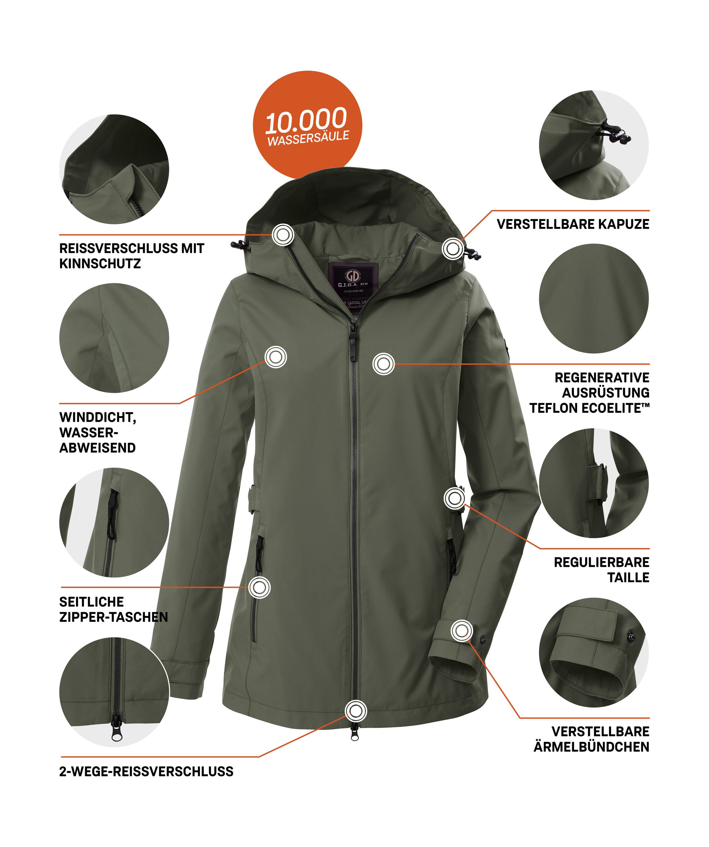 G.I.G.A. DX by killtec Funktionsjacke GS 114 WMN JCKT Atmungsaktiv, winddicht, wasserabweisend, Teflon EcoElite™ – Bild 5 von 5