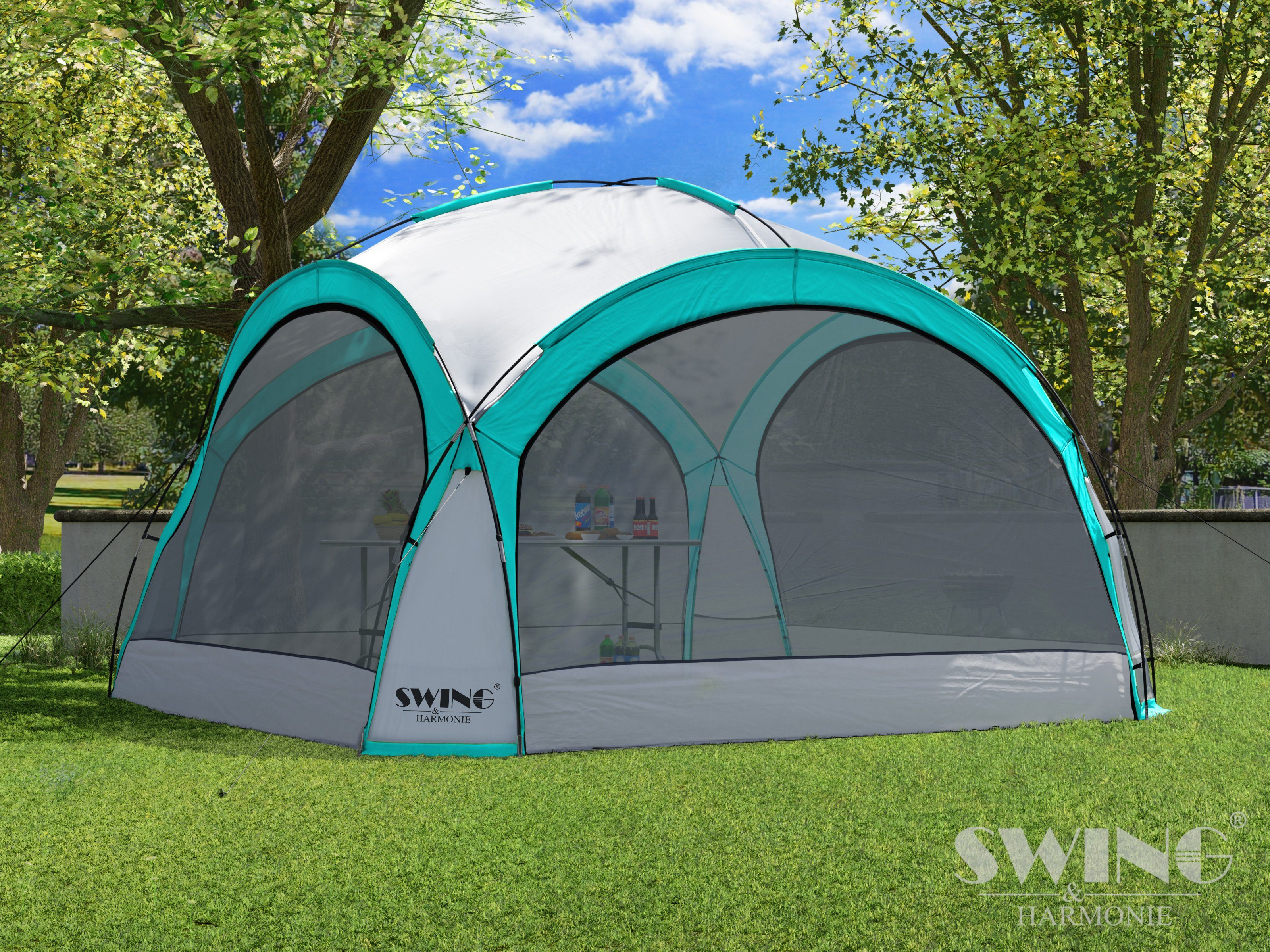 Swing&Harmonie Faltpavillon LED Event Pavillon 3,6 x 3,6m DomeShelter Garten inkl. Solarmodul – Bild 4 von 5