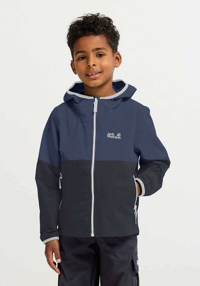 Jack Wolfskin Softshelljacke SANDBIRD HOODED JKT K Winddicht, atmungsaktiv, Übergangsjacke