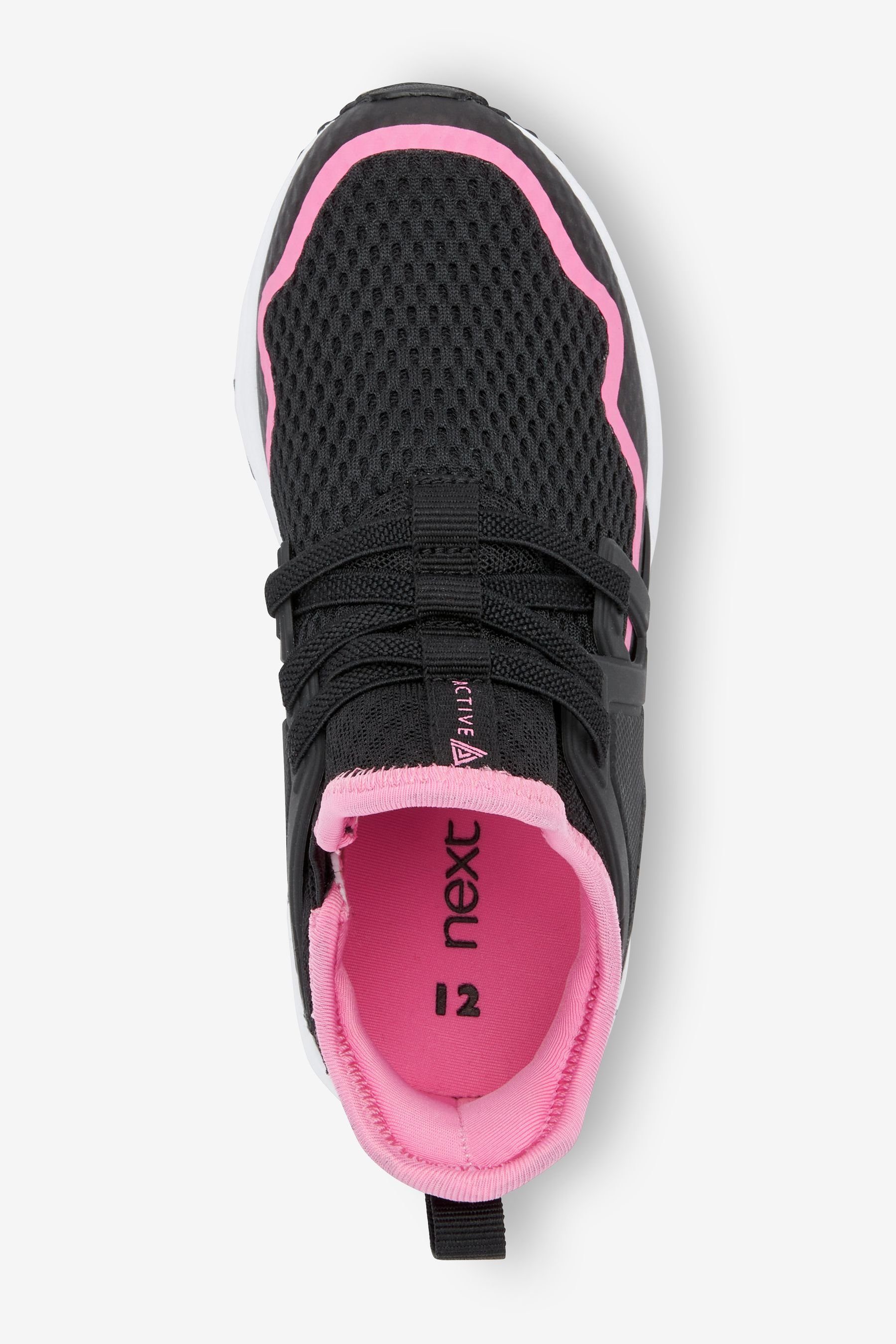 Schnürung Sneaker mit Black/Pink (1-tlg) Elastischer Next Sportschuh
