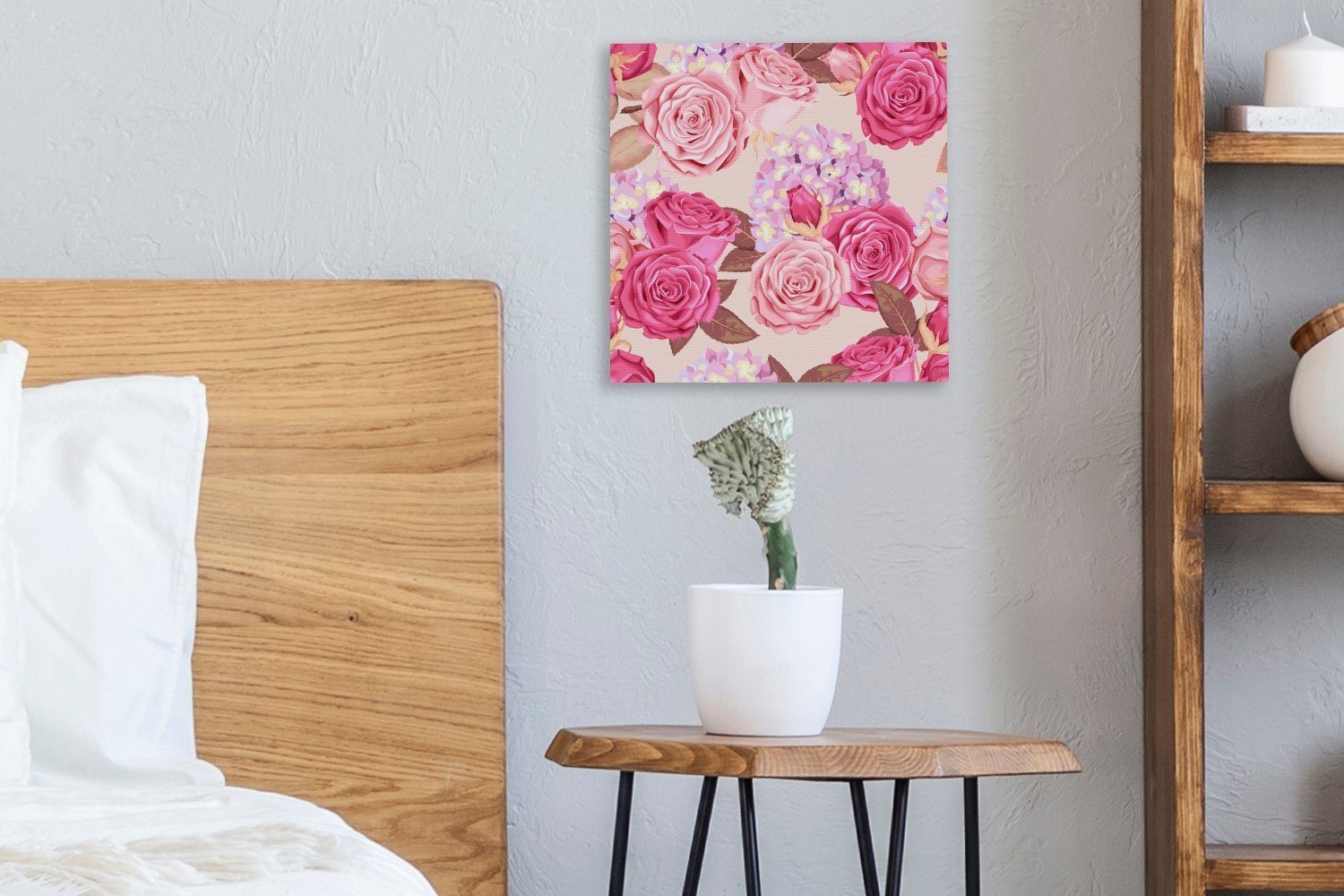 Schlafzimmer - Wohnzimmer Rosen Blumen (1 - für OneMillionCanvasses® Rosa, Leinwandbild Bilder St), Leinwand