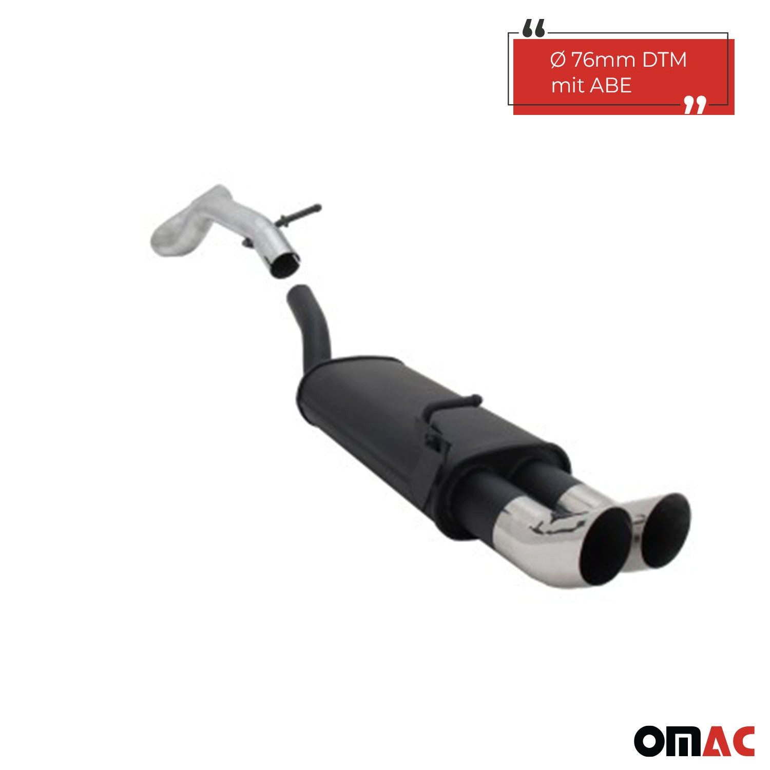 OMAC Auspuff-Flexrohr Novus Sportauspuff für Audi A3 Seat Leon VW Golf 4 New Beetle 2x76mm, (1-tlg), Leicht austauschbar - Doppelter Ausgang