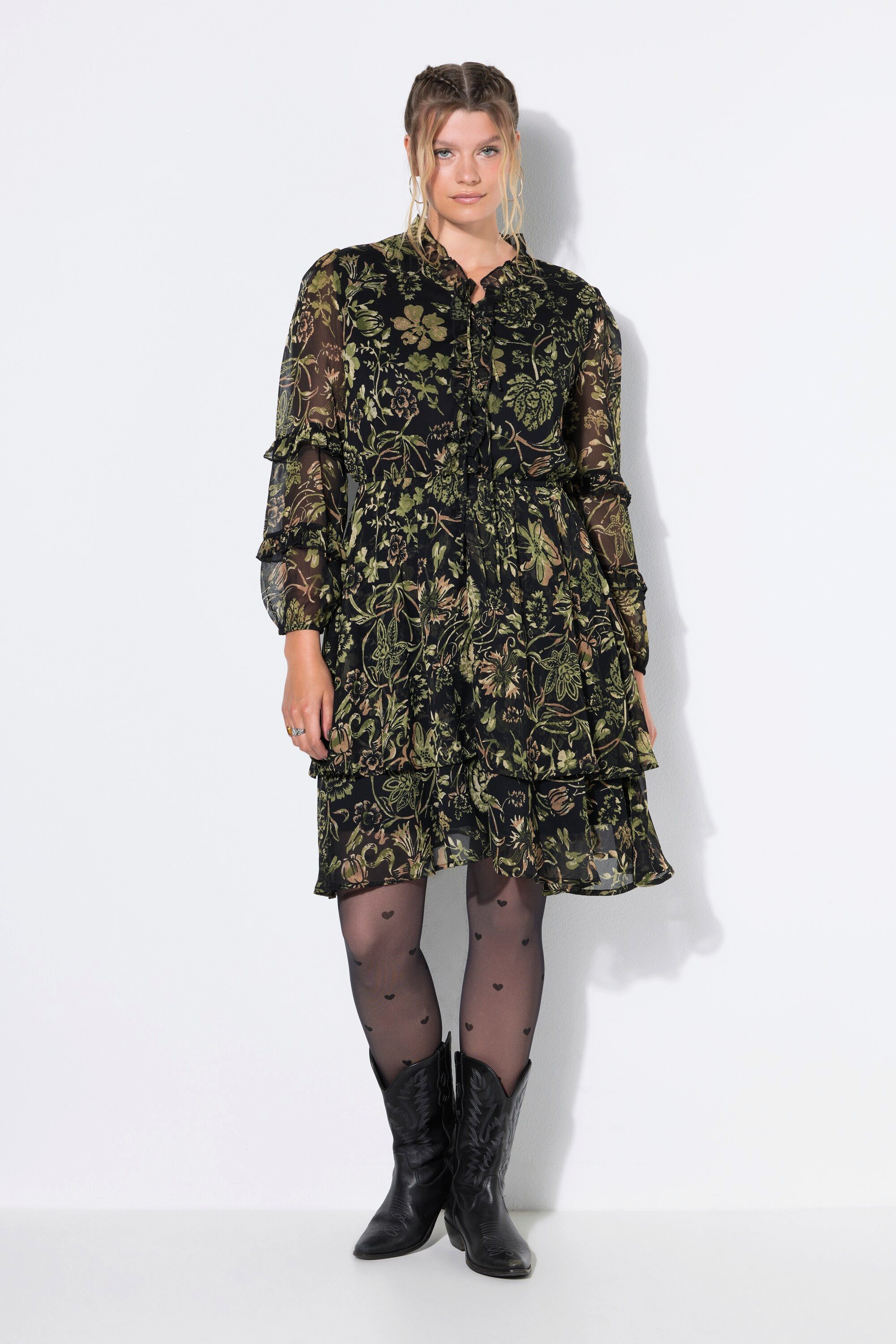 Studio Untold Minikleid Chiffonkleid Minilänge Blumenprint Rüschen