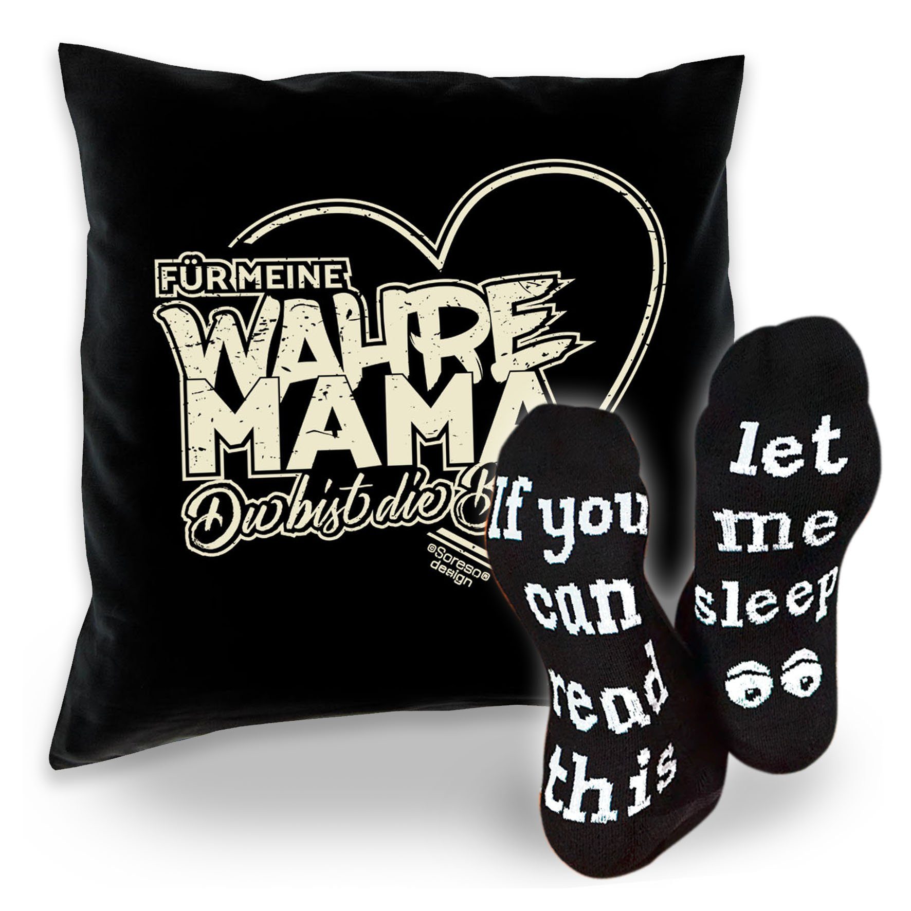 Soreso® Dekokissen Kissen Für meine wahre Sprüche & Mama Mütter Socken schwarz Sleep, Geschenke Geschenkidee für