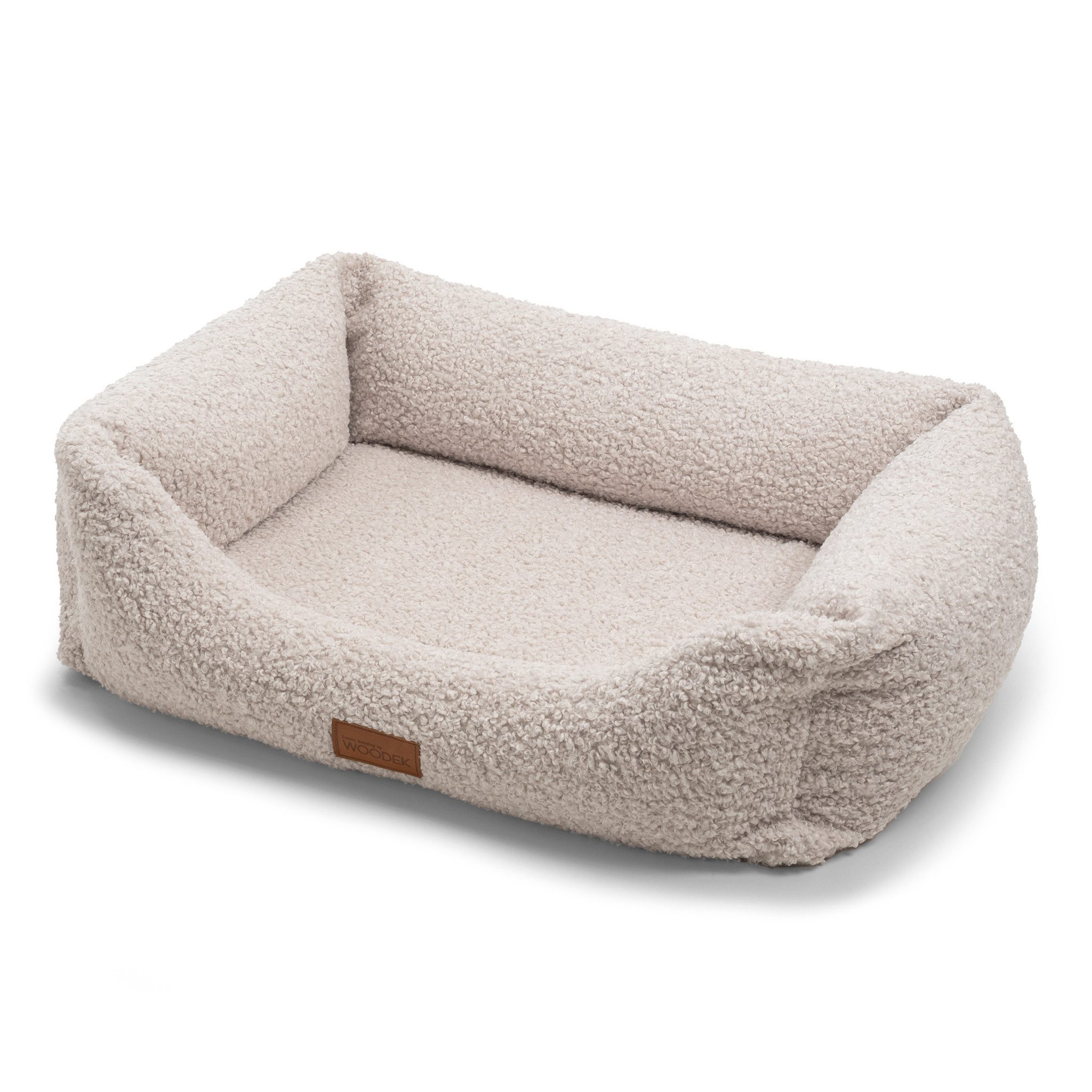 Woodek Design Tiersofa Milo ergonomisches Hundesofa, beige, hergestellt in der EU, Bezug: 100% PES, L 80 x B 60 x H 25 cm, recyceltes und hundefreundliches Material