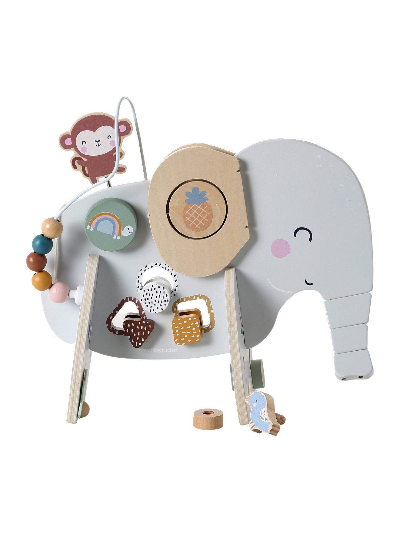 vertbaudet Lernspielzeug Activity-Elefant aus Holz FSC®
