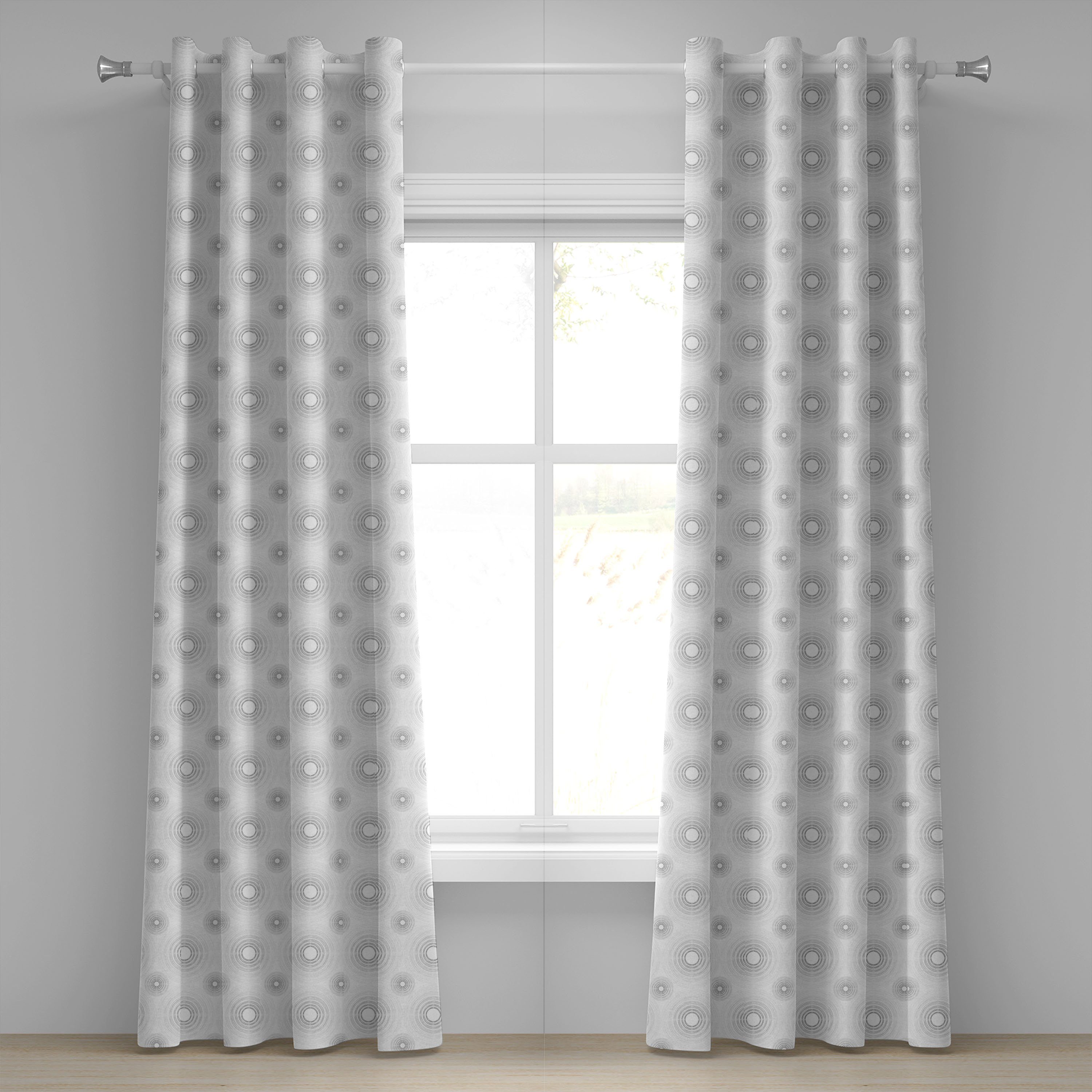 Gardine Dekorative 2-Panel-Fenstervorhänge für Schlafzimmer Wohnzimmer, Abakuhaus, Grau Flüchtiges Geometric Design