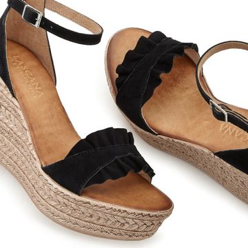 LASCANA Sandalette Sandale, Sommerschuh aus Leder mit Keilabsatz