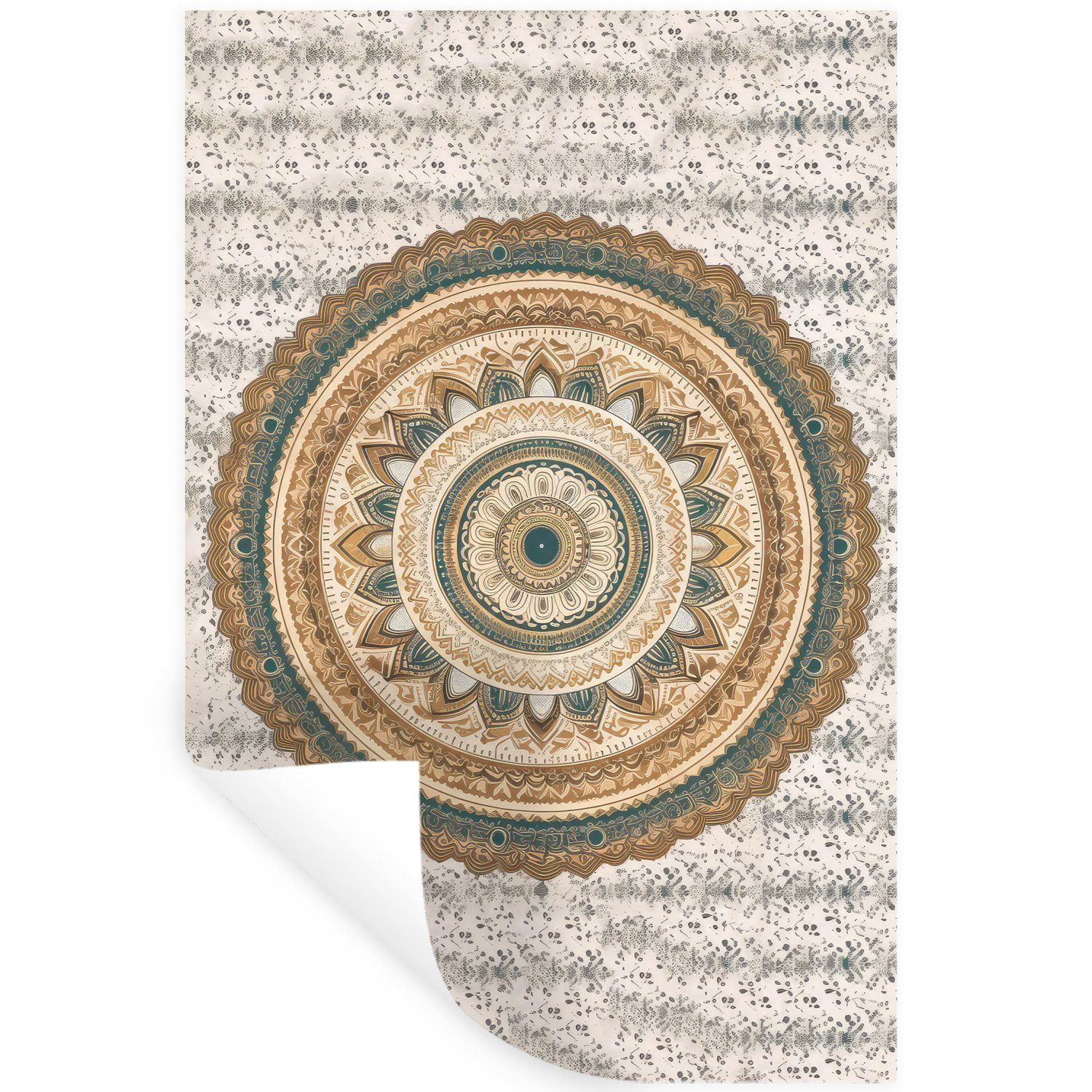 MuchoWow Wandsticker Blumen - Mandala - Vintage - Braun - Hippie (1 St), Wandaufkleber, Selbstklebend, Wohnzimmer, 20x30 cm