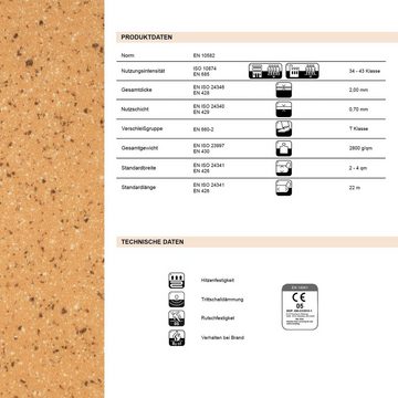 Karat Vinylboden CV-Belag Marry 801, Fußbodenheizung geeignet, aus Vinyl, Private und gewerbliche Nutzung