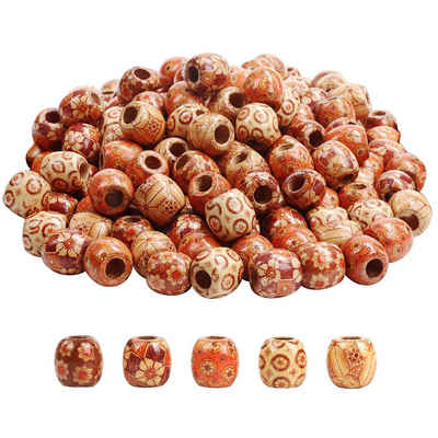 Handi Stitch Streudeko Natural Wood Beads - 200 Pack, 1.7 cm Size with 6 mm Hole, Natural Wood Beads - 200 Pack, 1.7 cm Size